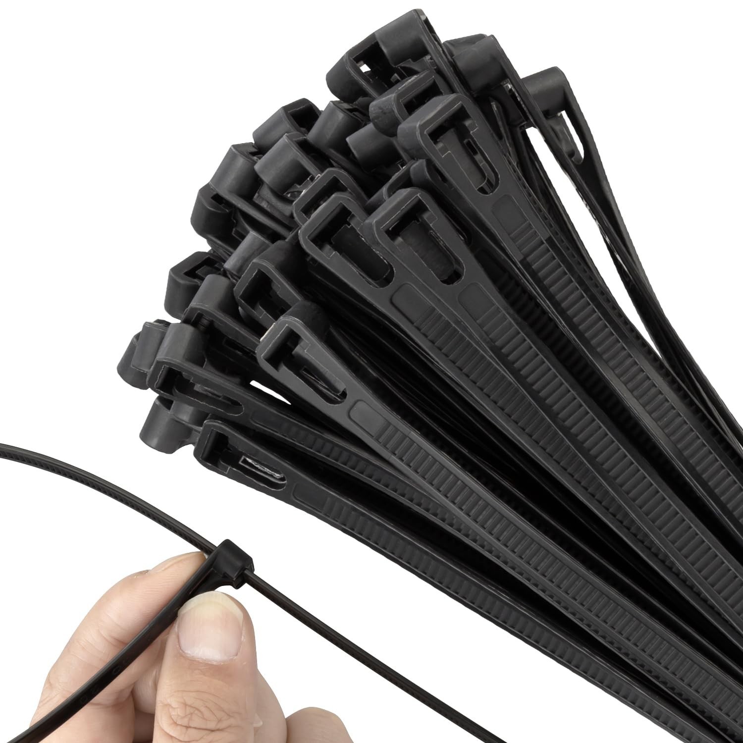 Armpow 18 Inch Recoverable Reusable Zip Ties, 100PCS Black Zip Ties, Outdoor …
