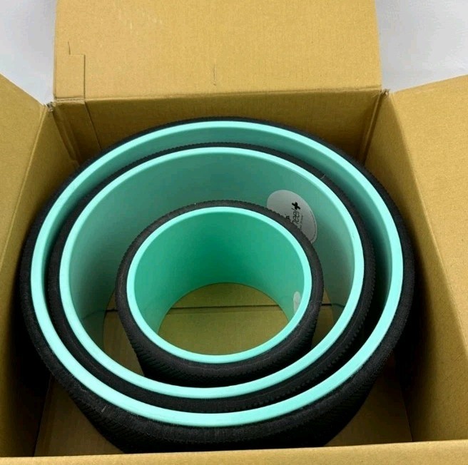 Chirp Plexus Wheel Set Of 3 Stretch Yoga Roller 12&Prime; 10&Prime; 6&Prime; Gray & Aqua