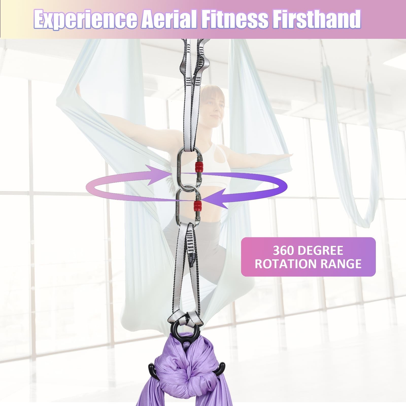 Aerial Silks Kit & Aerial Yoga Hammock – 11Yd Premium Fabric with Hardware – …