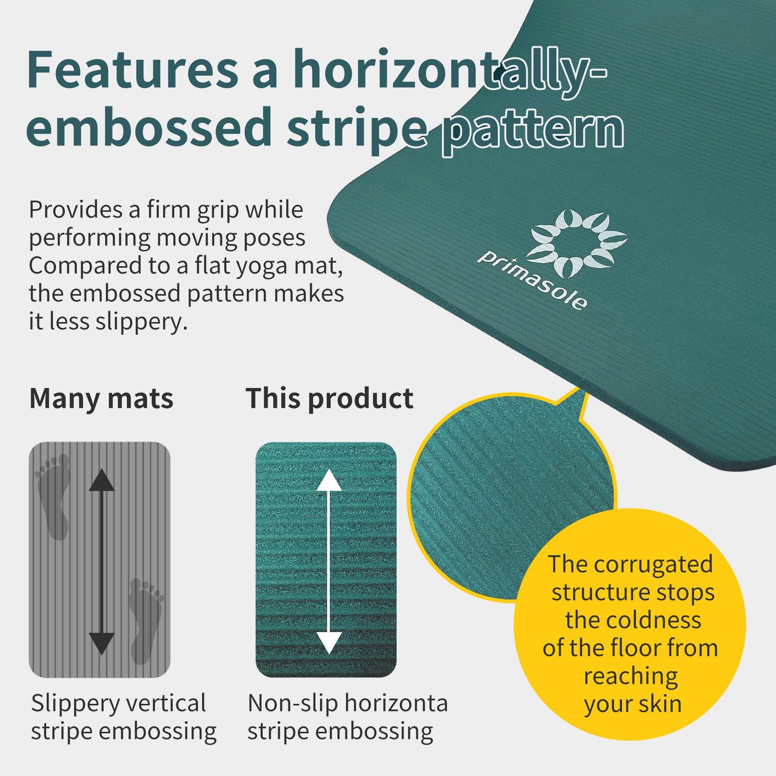 Primasole Thick Yoga Mat, 1/2-Inch Extra 72 x 24 x 0.5 inches, Green