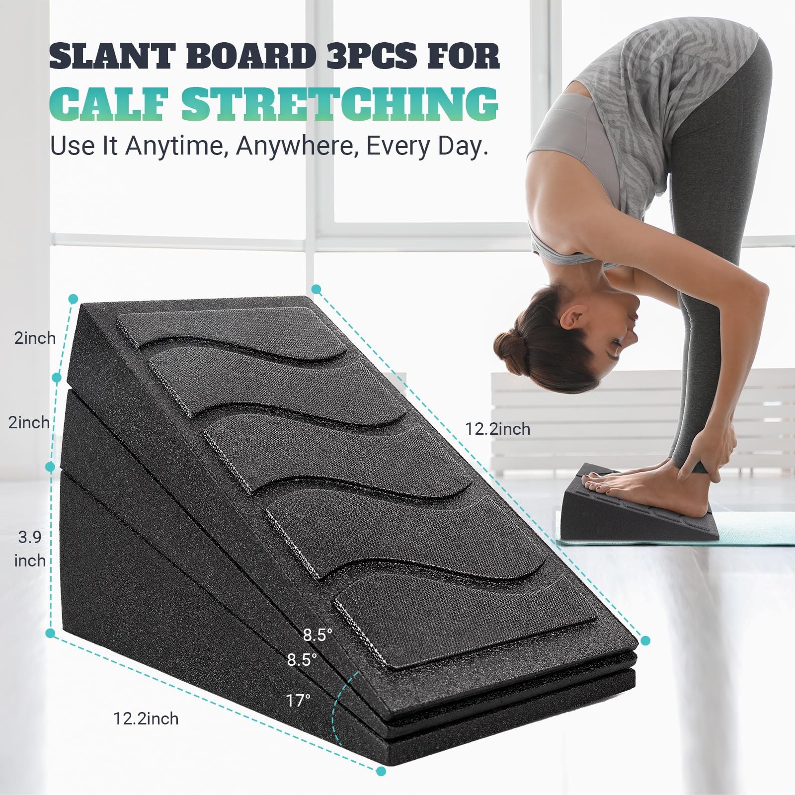 Slant Board Calf Stretcher 5 Adjustable Angles Foam Wedge for Squats & Therapy