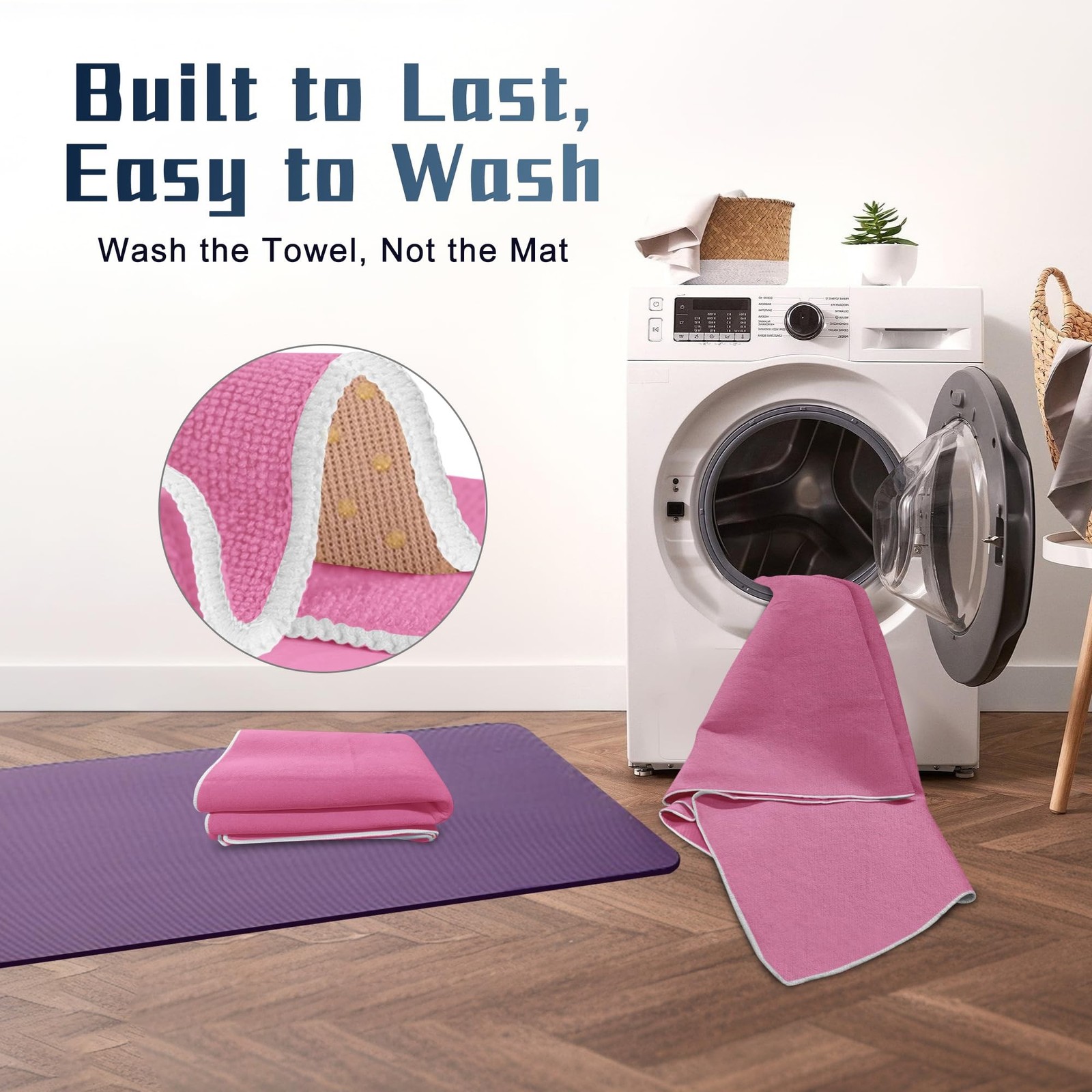 Hot Yoga Towel Non-Slip,Thick & Soft Yoga Mat Towel, Sweat Absorbent, with Gr…
