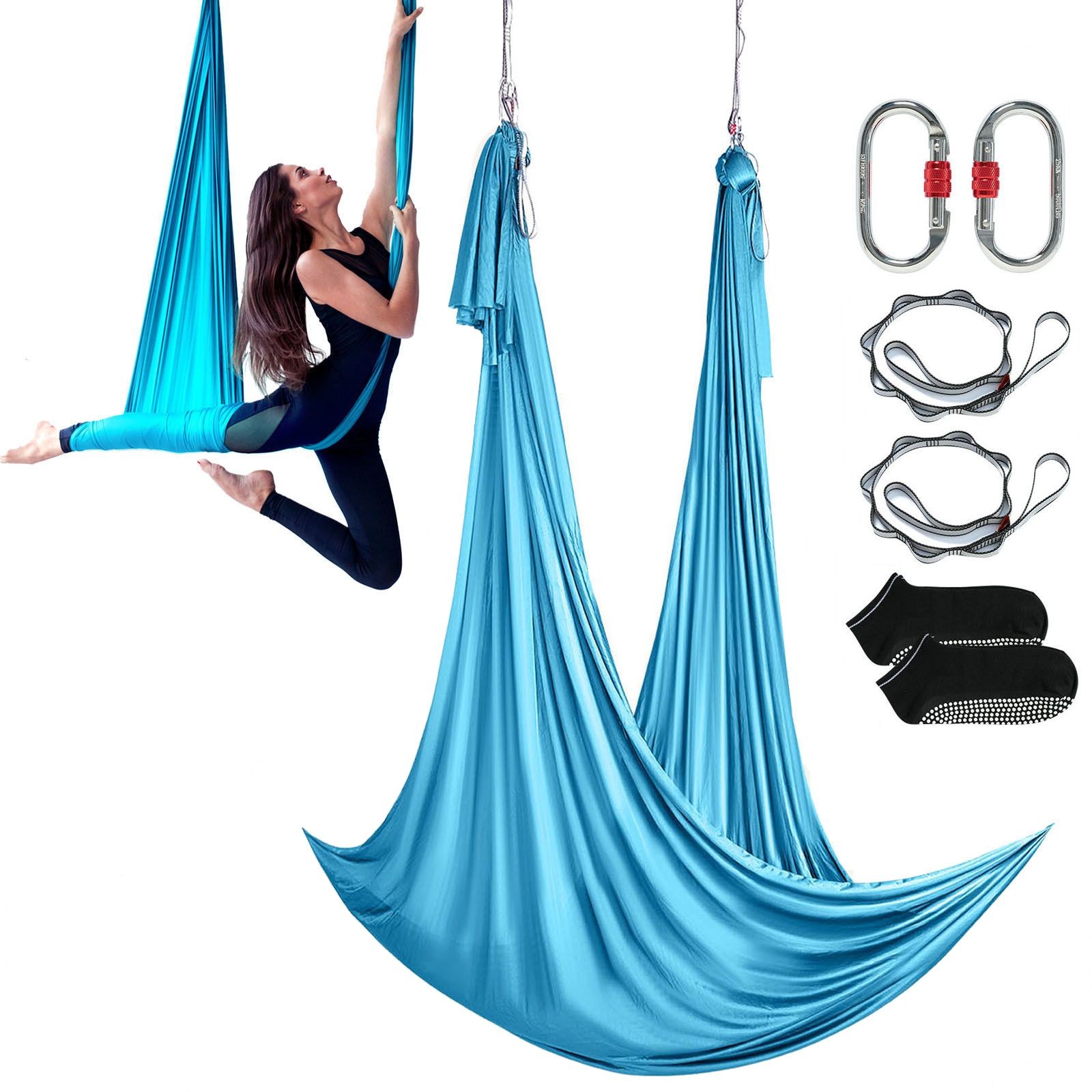 Aerial Yoga Hammock & Swing, 5.5 Yards, Aerial Yoga Starter Kit with 100gsm