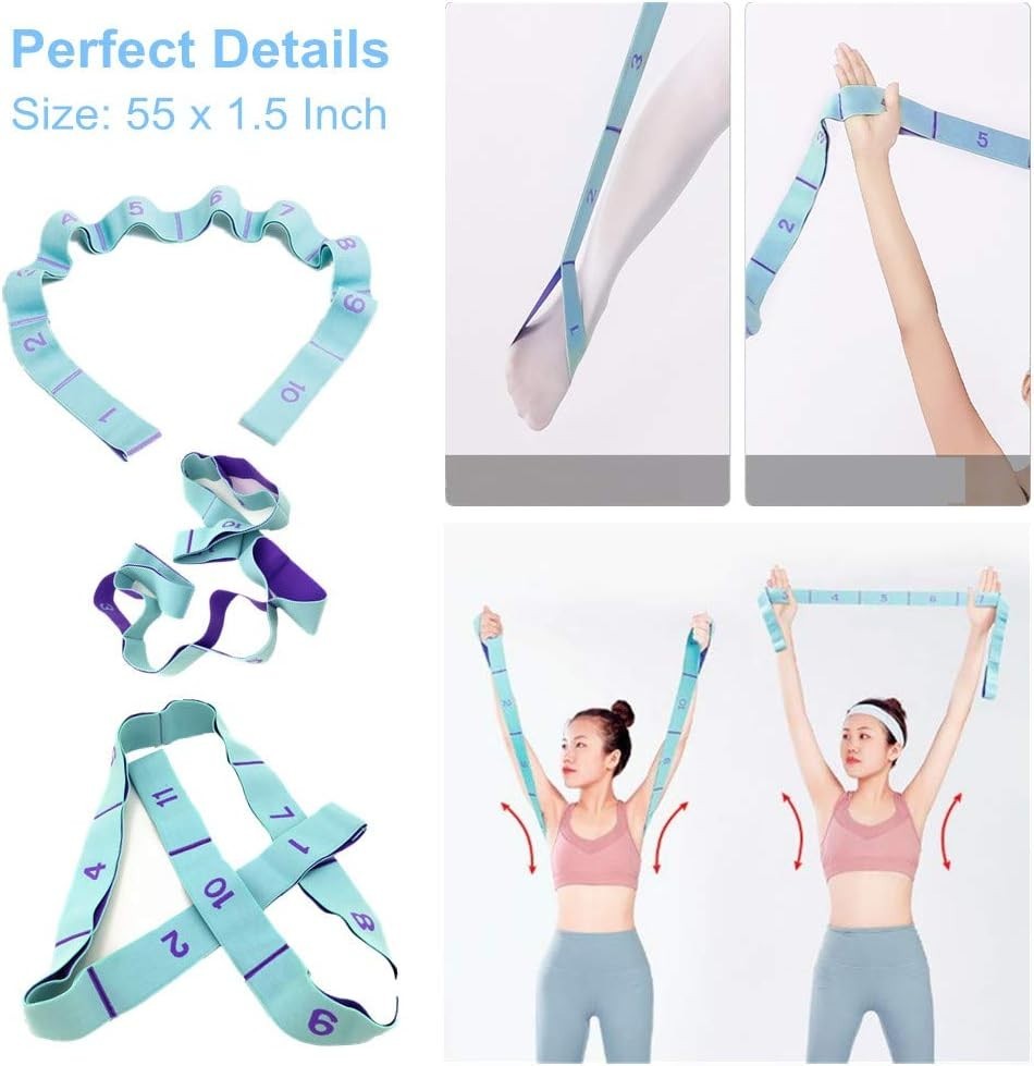 1pc Hamstring Stretching Strap 11 Loops Elastic Exercise Band for Flexibility