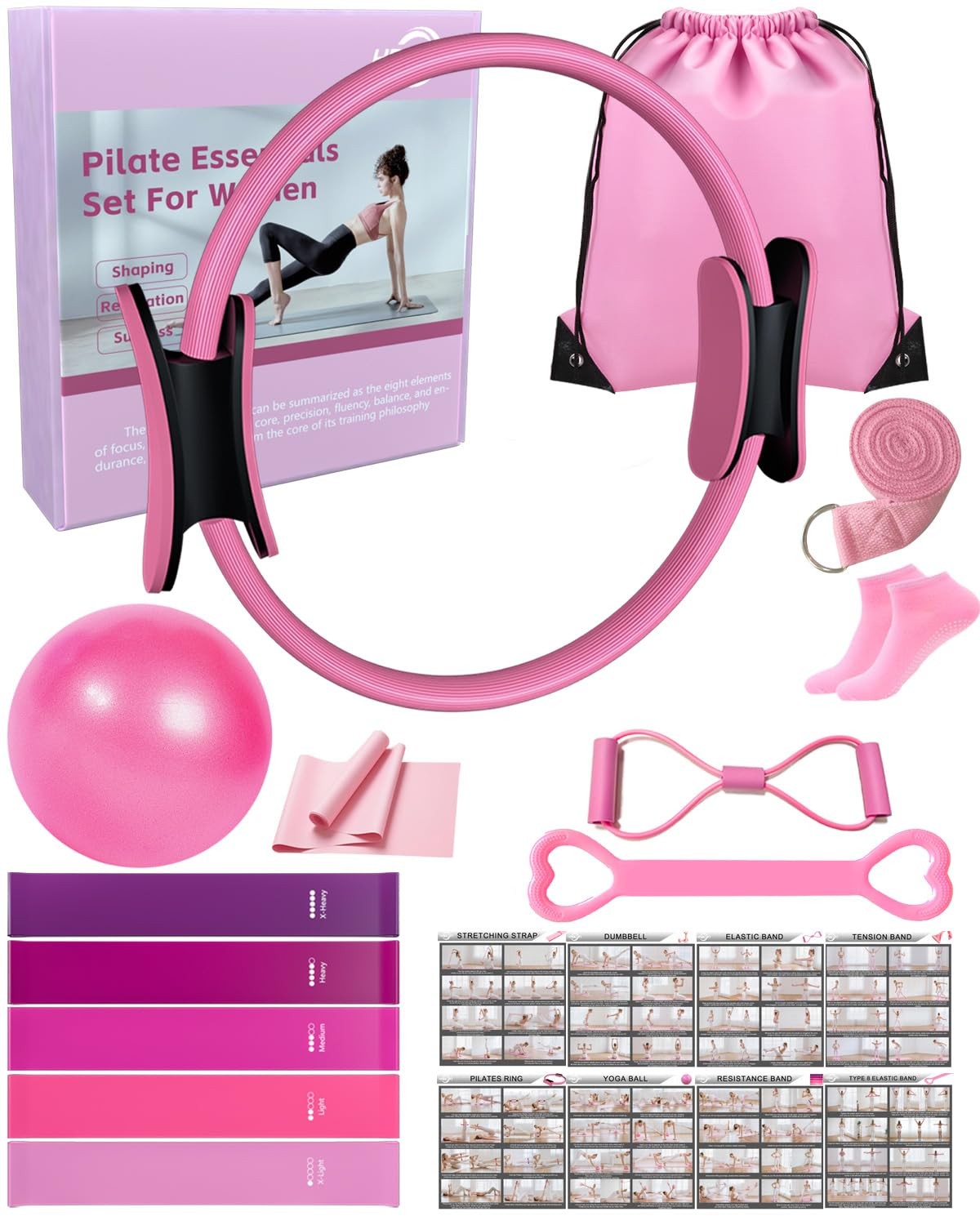 Kabcon Pilates Kit For Home Women Beginners Workout Essentials Set