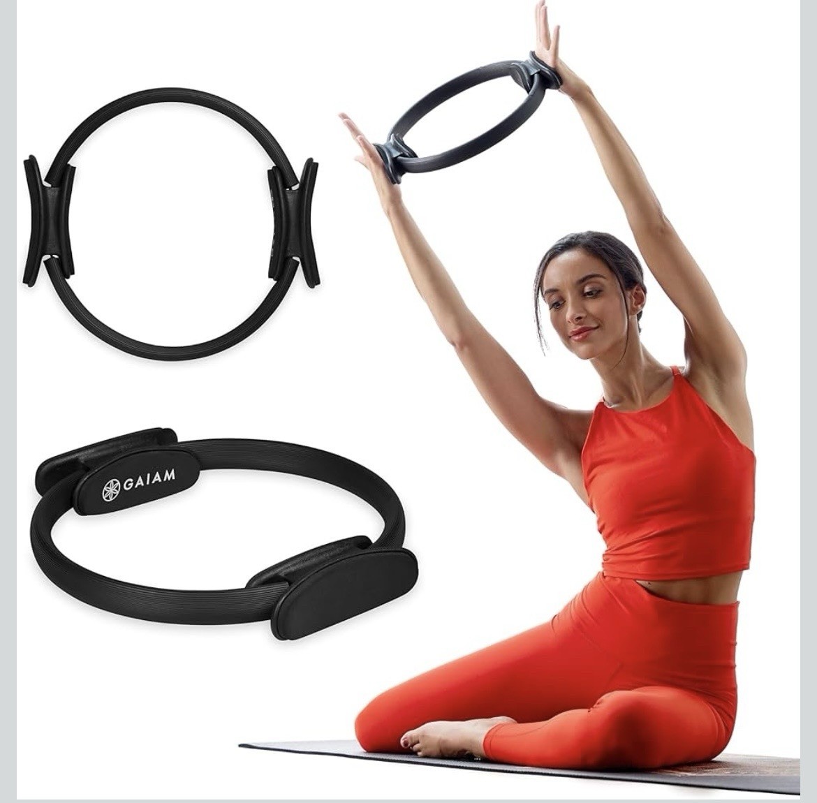 Pilates Ring Fitness Circle – Lightweight Durable Foam Padded Handles, Flexible