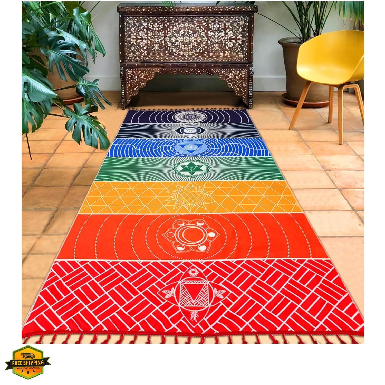 Mexican Yoga Mat Beach Picnic Blanket Chakra Meditation Mat Yoga Rug Sunscree…
