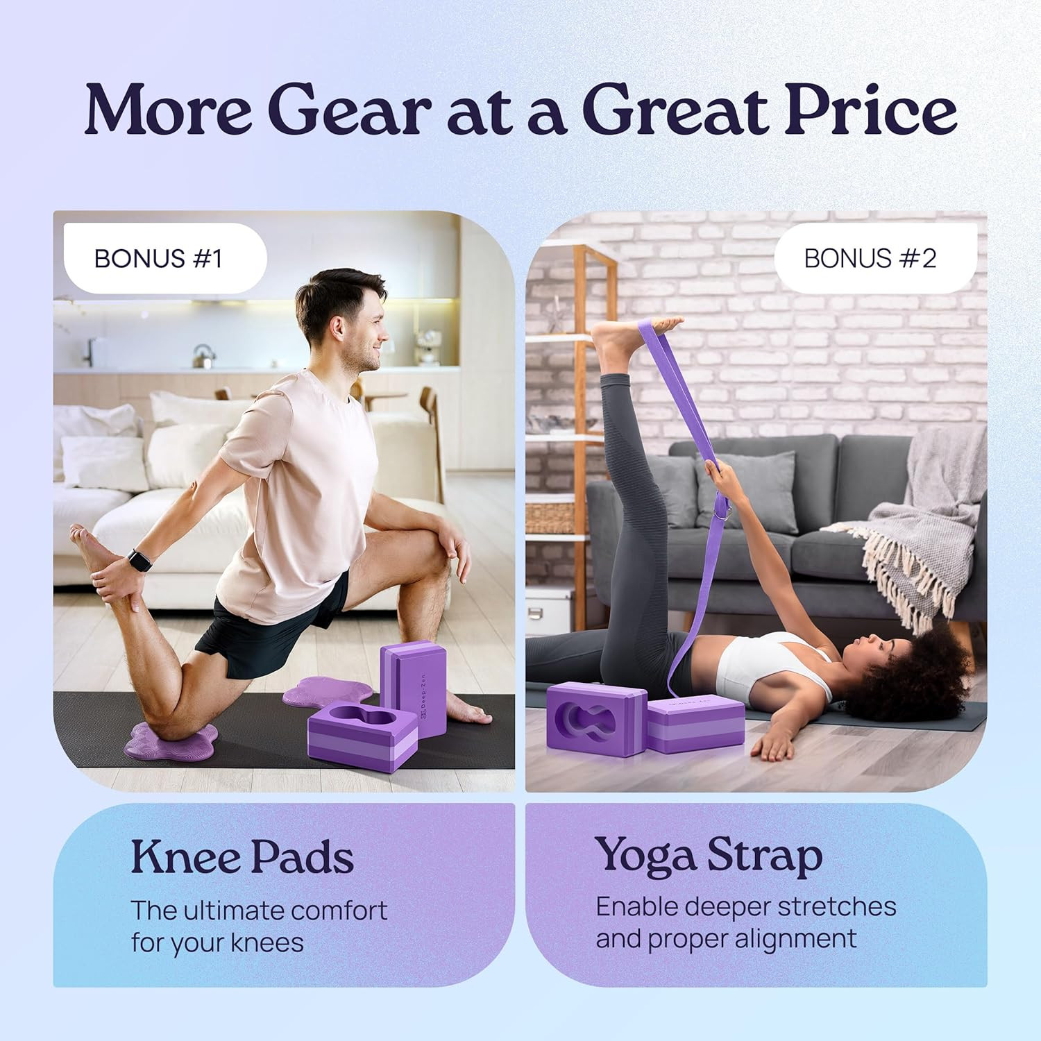 ® Yoga Blocks Wrist Support; Yoga Blocks 2 Pack with Knee Pads and Strap to Put
