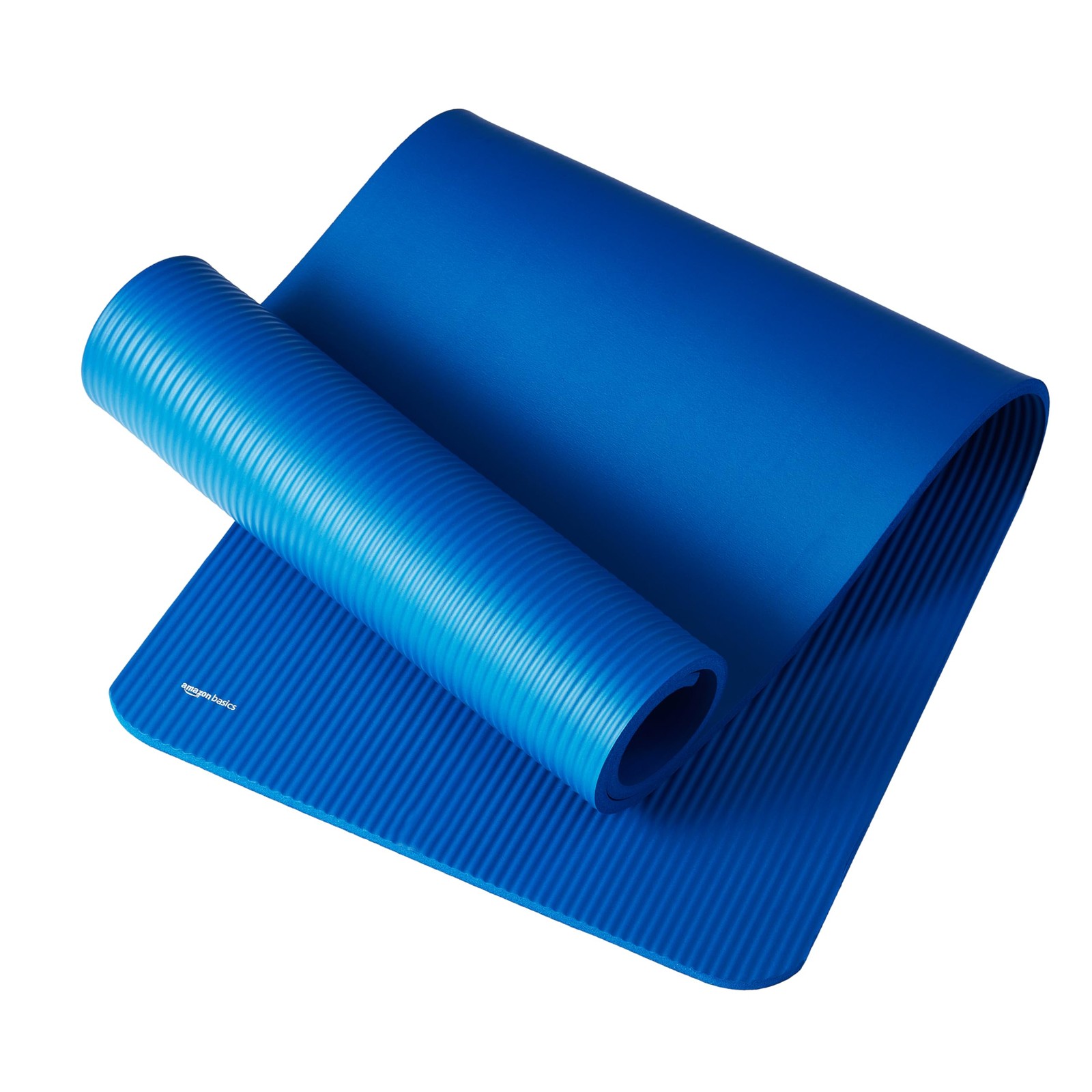 Amazon Basics 1/2 Inch Extra Thick Exercise Yoga Mat with Carrying Strap Blue