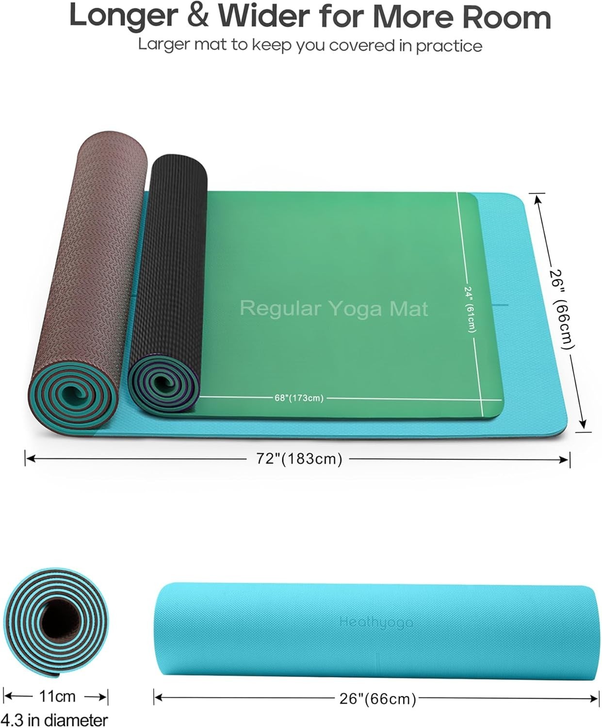 Yoga Mat Non Slip TPE Pilates Exercise Mats for Home Workout Gym Fitness Eco …