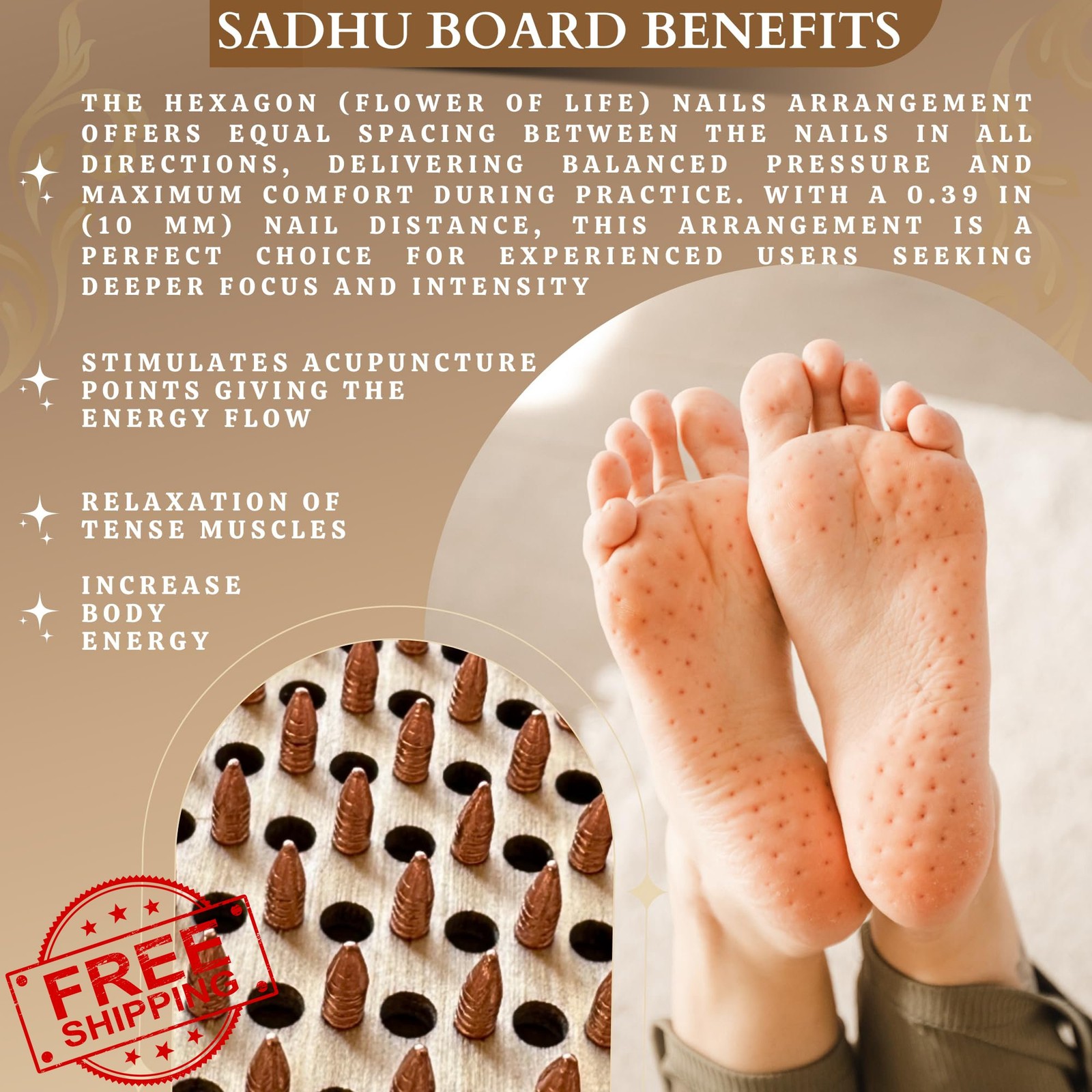 TENGRY sadhu board copper nails 10mm lotus