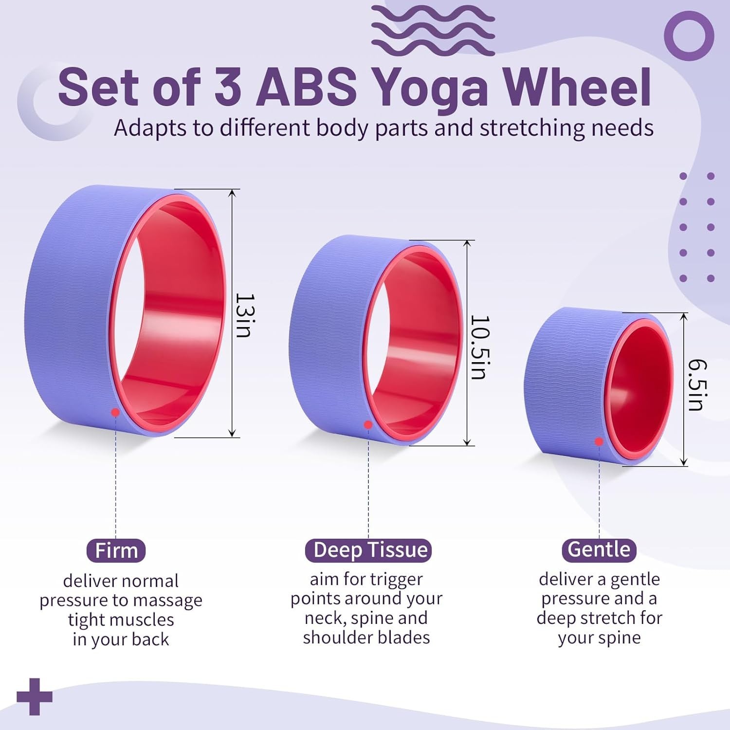 3 Pack ABS Yoga Wheel Set 660 Lbs Foam Roller for Back Pain & Stretching Back…