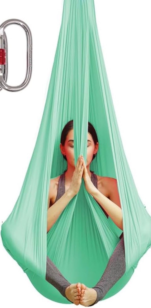 Aerial Silk Yoga Hammock & Swing for Home Inversion Exercises Starter Kit for