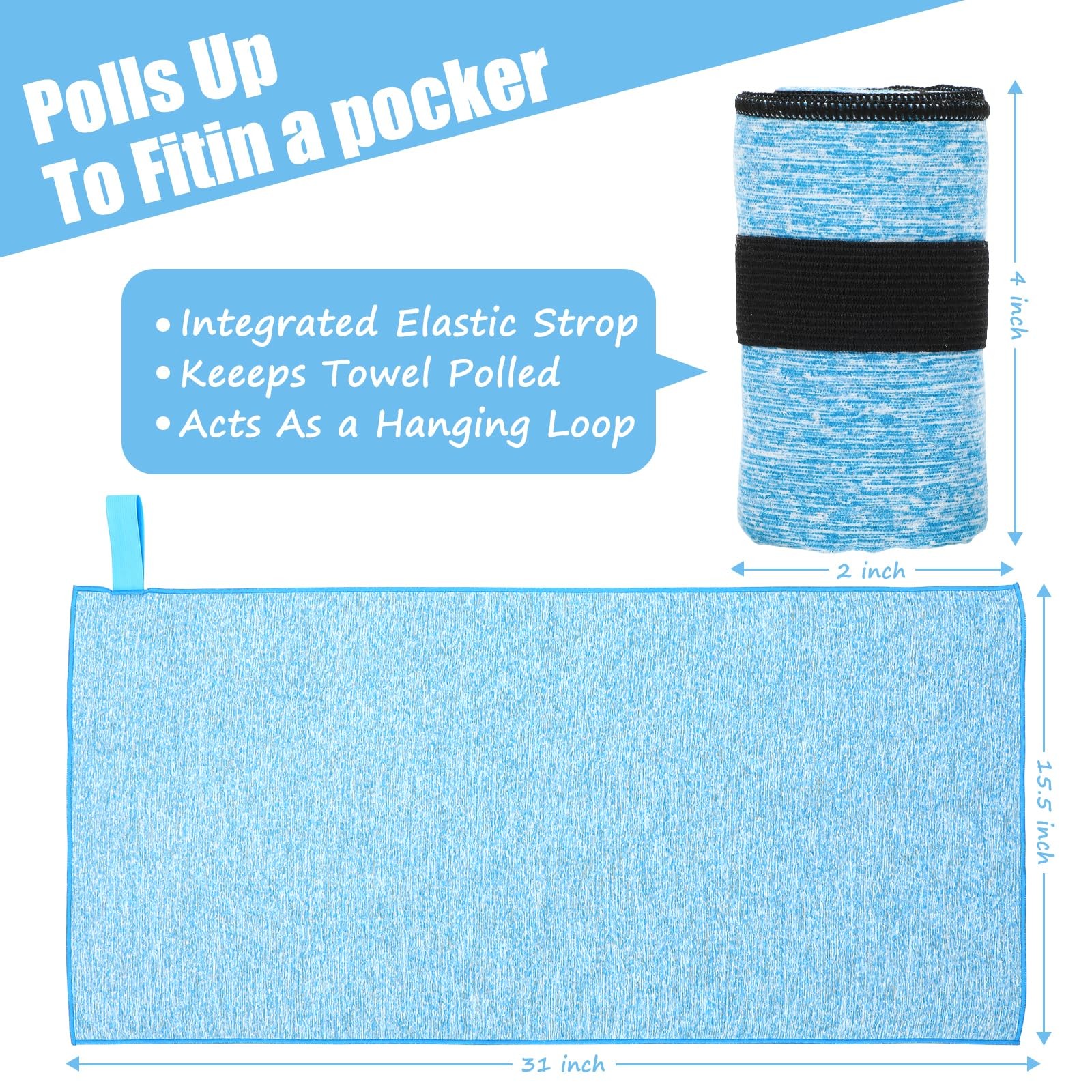 KISS QUEEN 3 Pack Microfiber Gym Towel Quick Dry Sweat Standard, 3 Pack(blue)