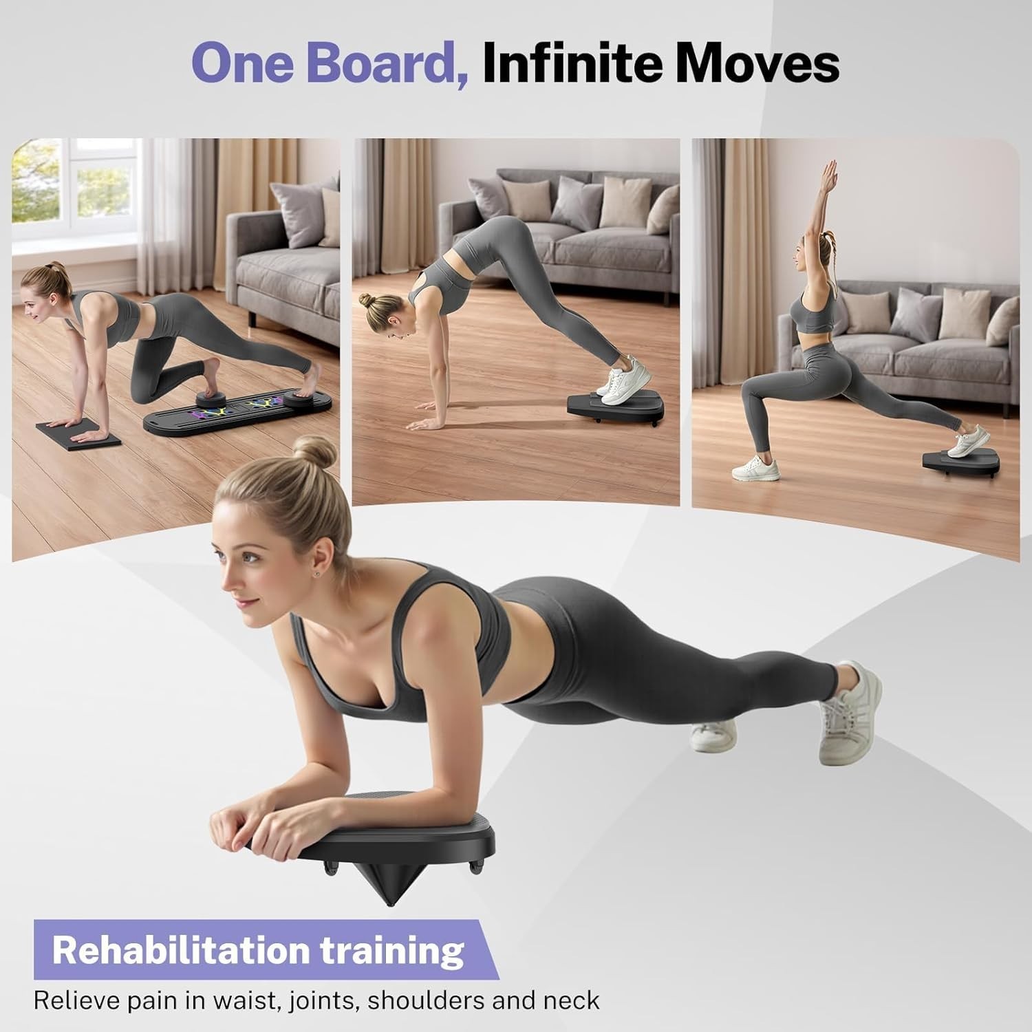 Movoca Pilates Board, Foladable Pilates Reformer Machine with Timer, 7-in-1