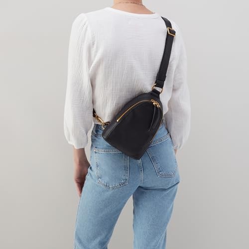 Fern Leather Sling Bag for Women, Convertible to Crossbody One Size Black