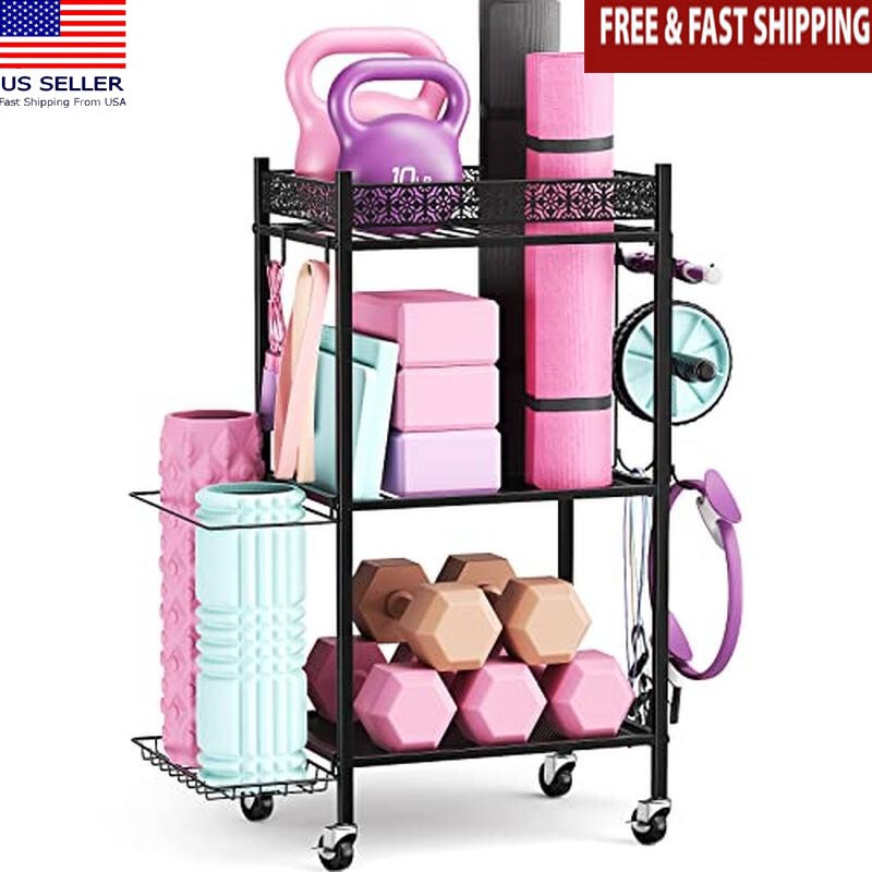 Yoga Mat Storage Rack Home Gym Efficient Storage Durable Reliable Detachable New