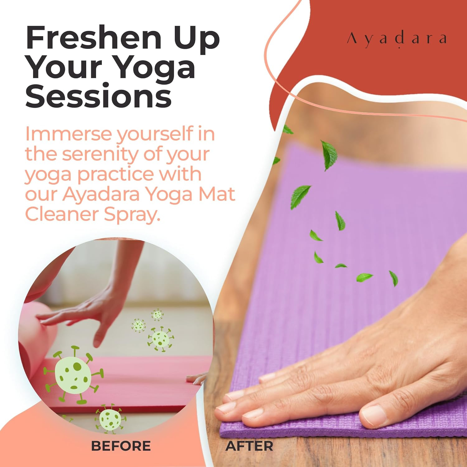 Yoga Mat Cleaner Spray, Cleaning Spray for Yoga Accessories, All Purpose Mat Spr