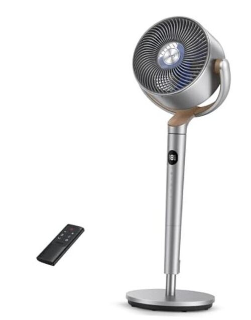 DREO Fan for Bedroom, 120°+120°Omni-directional Oscillating Fan, 90ft, Silver