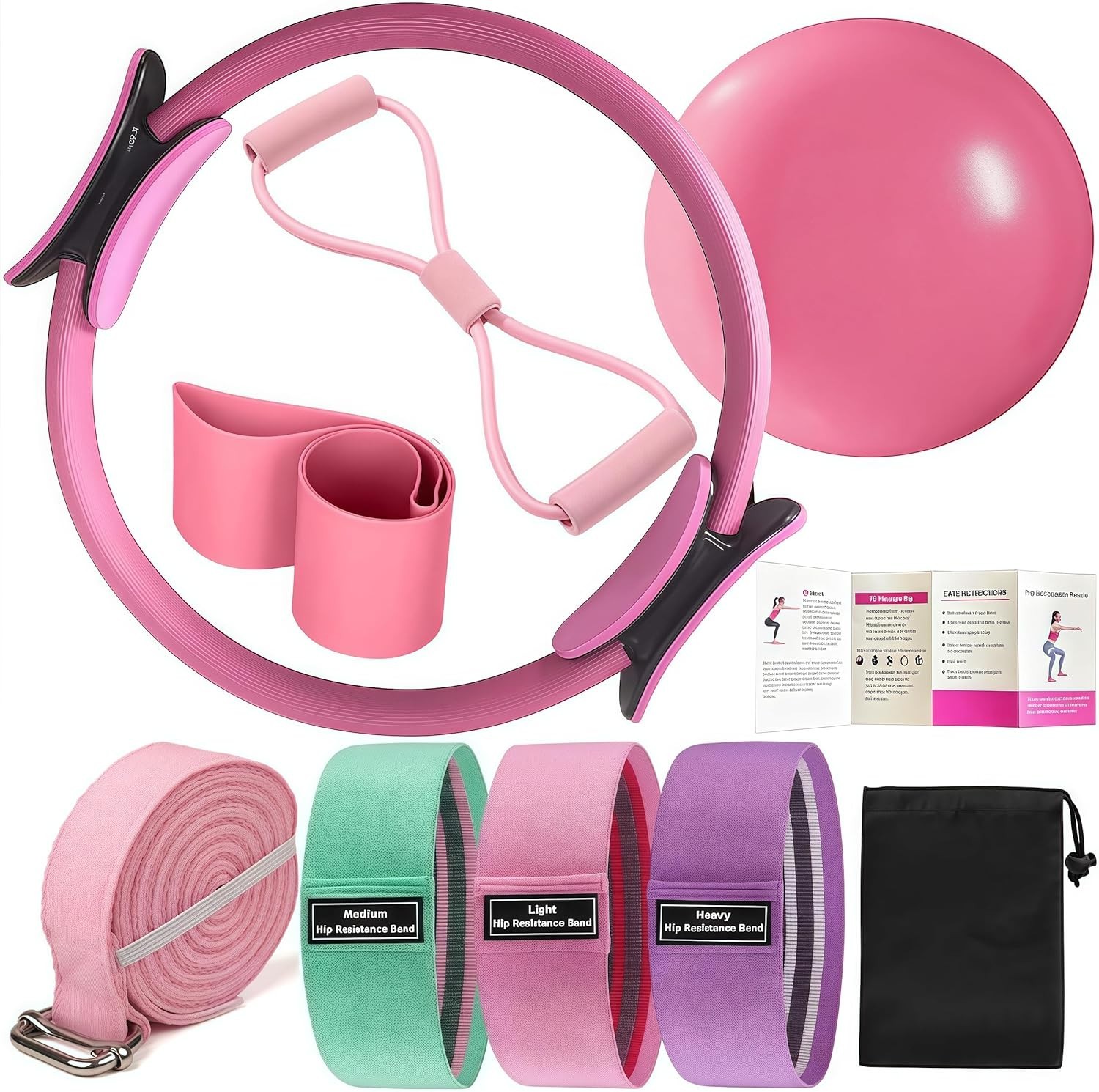 Pilates Set Home Equipment Fitness Kit with Ring Ball Resistance Bands