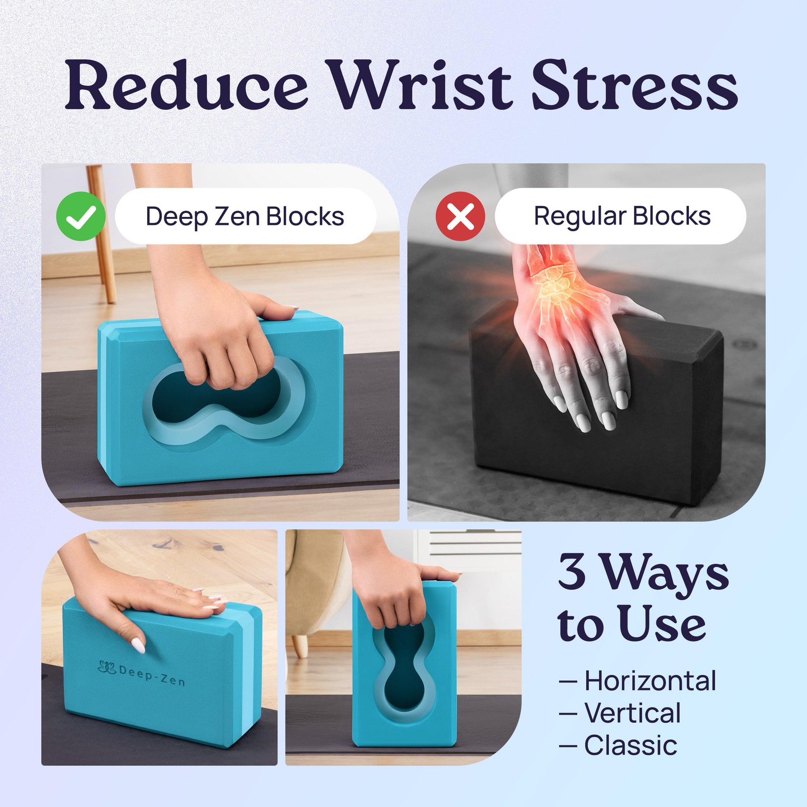 Yoga Blocks Wrist Support; 2 Pack with Knee Pads Blue