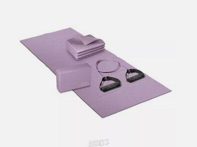 Fitness Yoga Professional Kit Set=Foldable Non-slip Mat, Block & Resistance Band