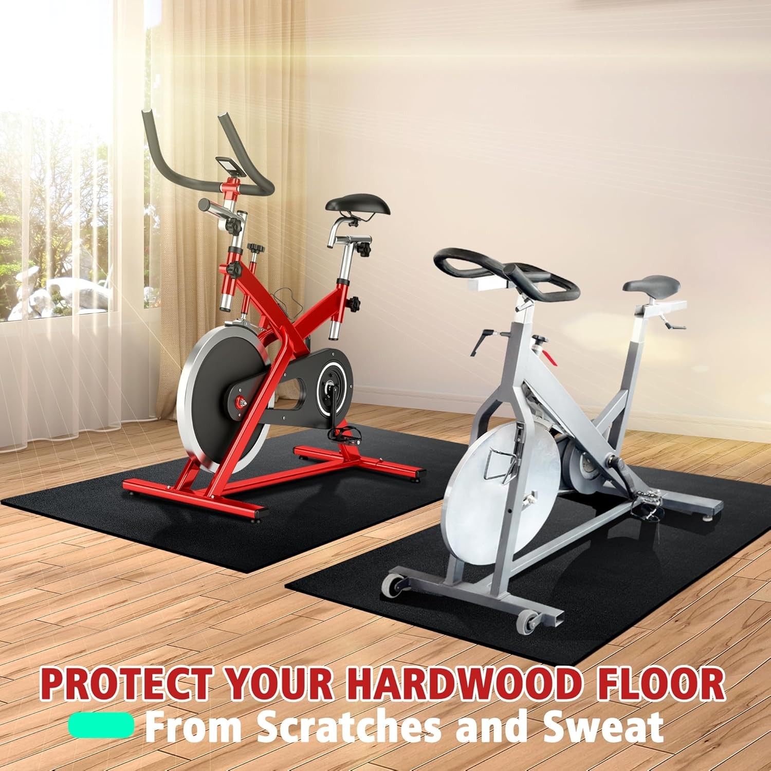 Bike Mat | 6mm Thickness, 36&Prime; x 72&Prime; Exercise Bike Mat/Treadmill Mat for Hardwood