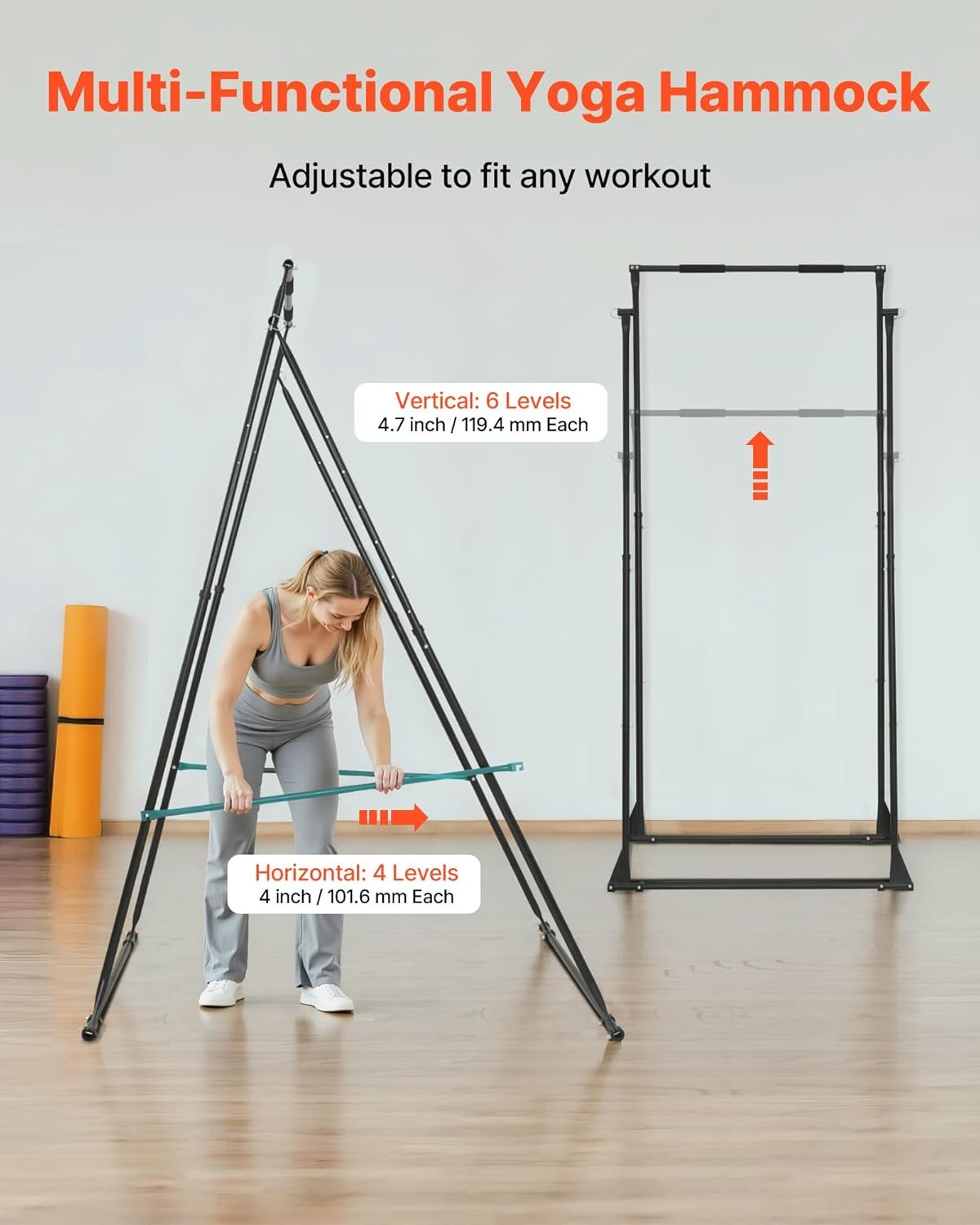 Yoga Stand Frame, 9.6 ft Aerial Silk Swing Stand, Max 551.2 lbs Load Capacity,