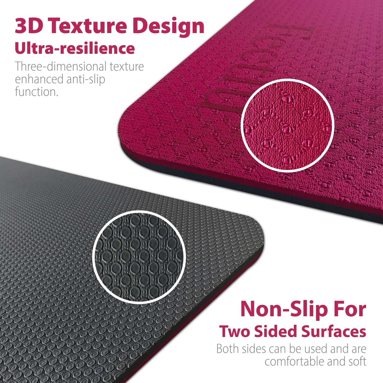 Yoga Mat with Strap – 10mm & 12mm Thick Yoga Mat, Non-Skid Dual Surface Wo