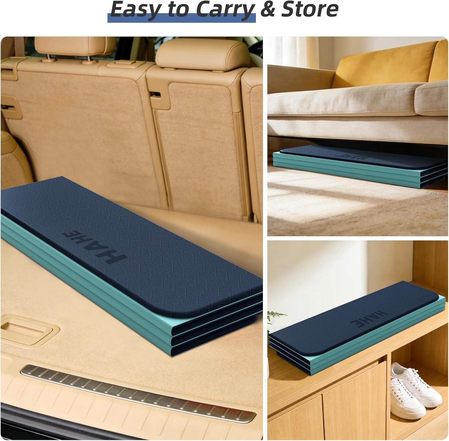 Foldable Non-Slip Yoga Mat, 74&Prime;x32&Prime;, Portable TPE Workout Mat for Home Gym