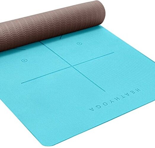 Yoga Mat Non Slip TPE Pilates Exercise Mats for Home Workout Gym Turquoise