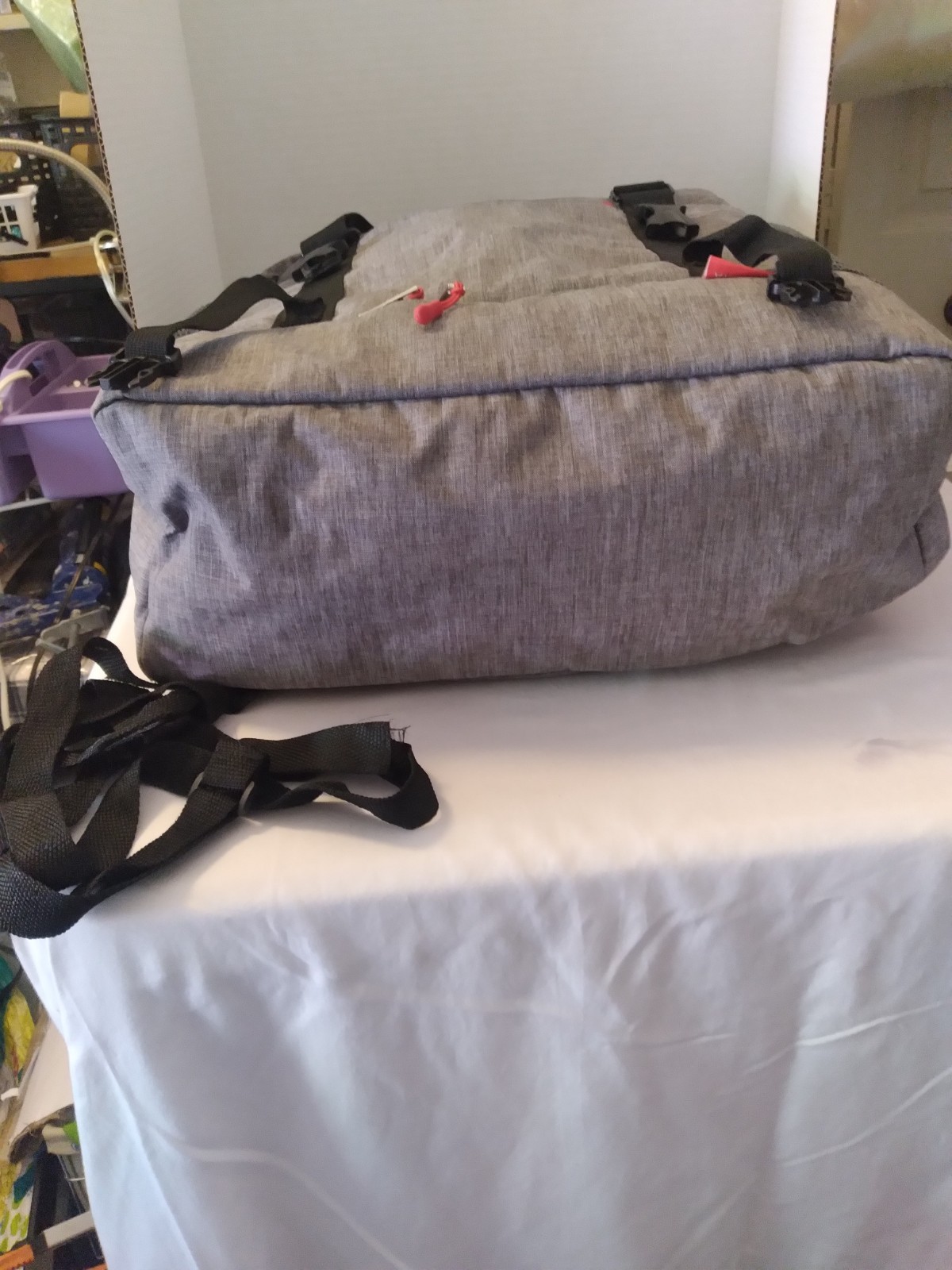 LUCKAYA LARGE YOGA TOTE STORAGE ATHLETIC GYM BAG MEN WOMEN BOOK GRAY SHOE POCKET