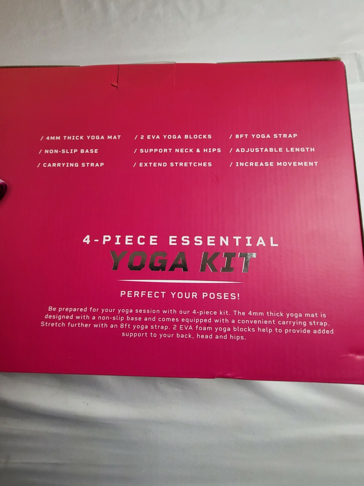 4 Piece Yoga Essentials Kit – Pink EDX Yoga Strap Foam Blocks Mat New