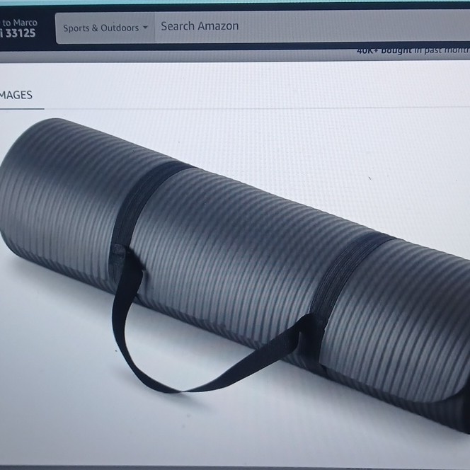 Amazon Basics Non-Slip Black Foam Yoga Mat with Strap Included