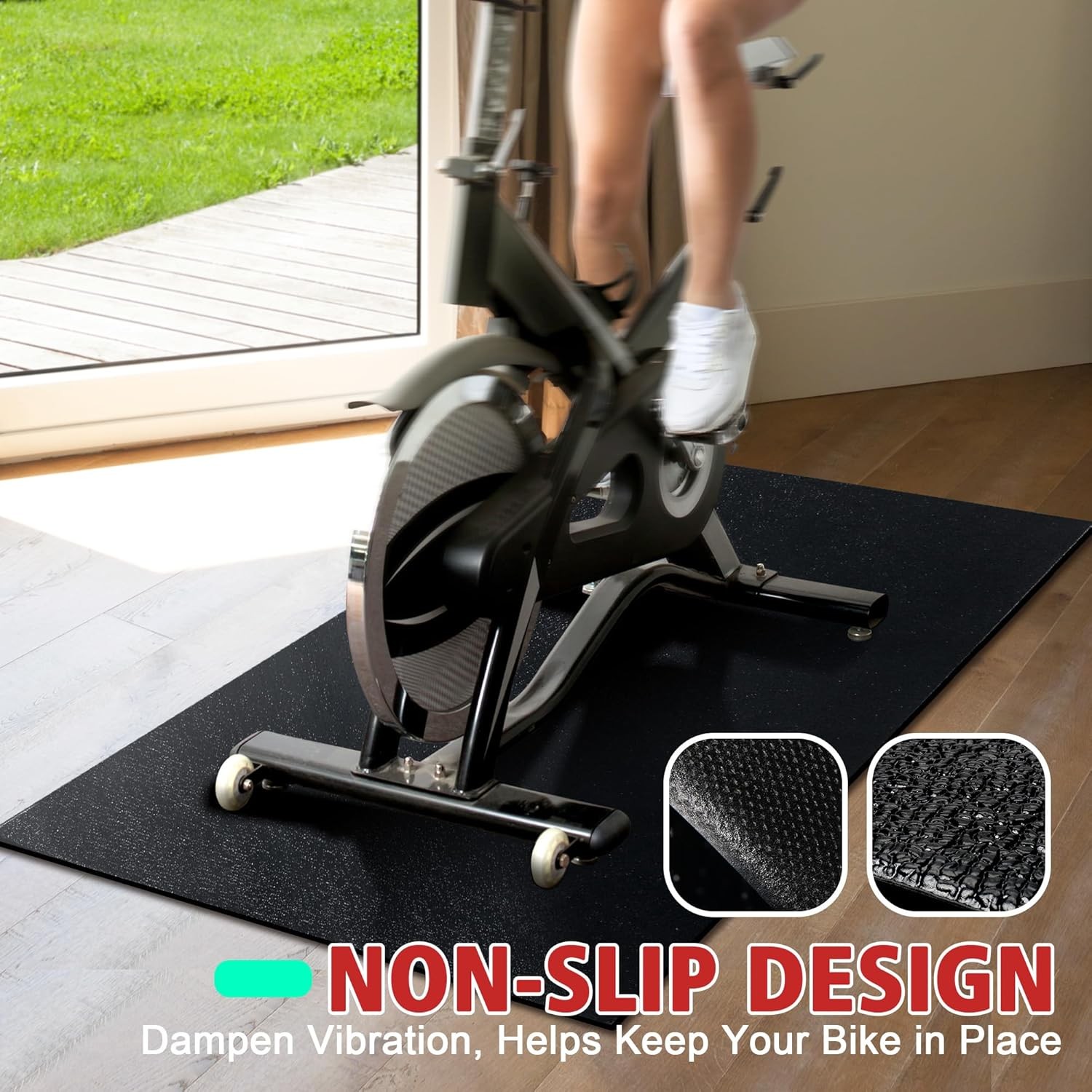 Bike Mat | 6mm Thickness, 36&Prime; x 72&Prime; Exercise Bike Mat/Treadmill Mat for Hardwood
