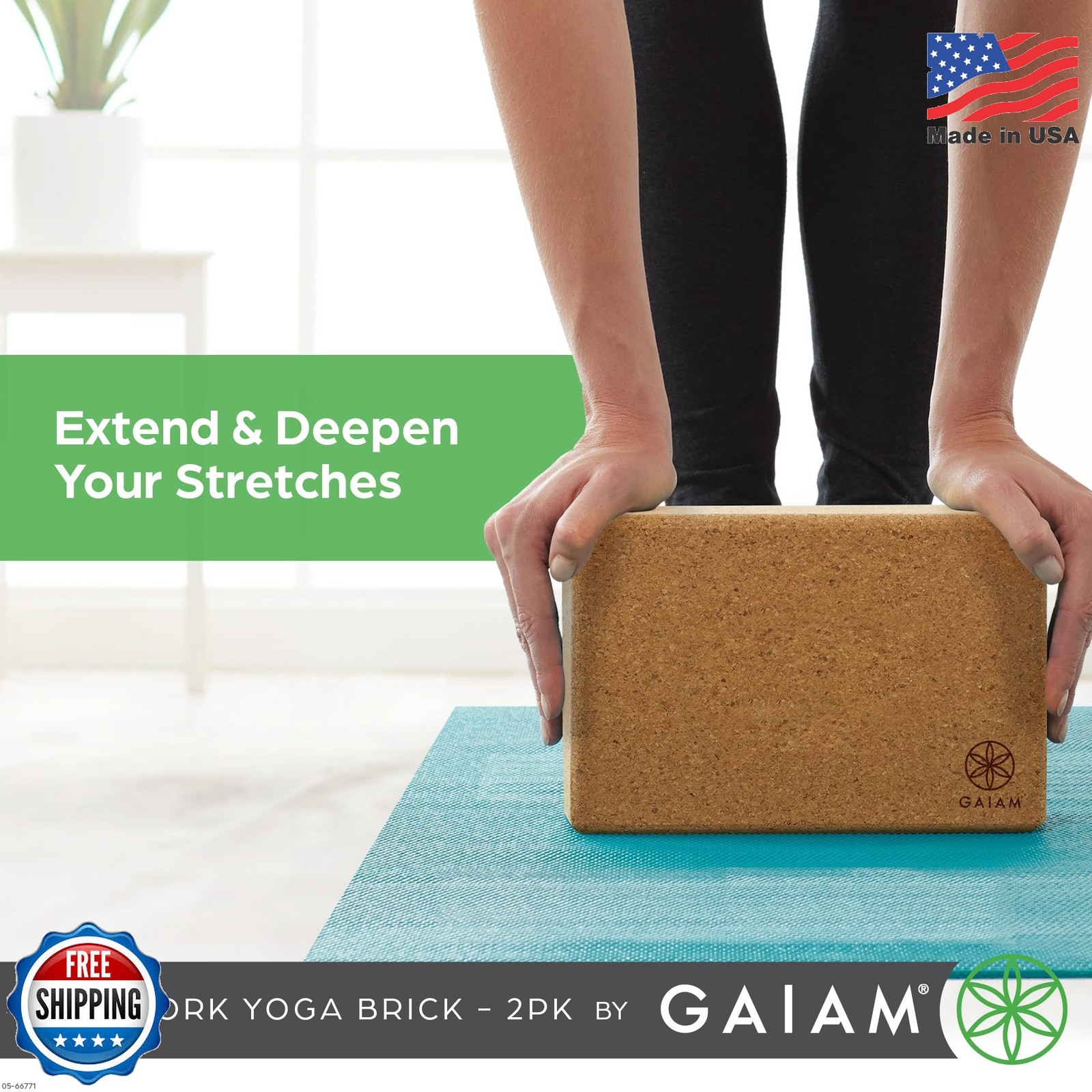 Gaiam Yoga Block – Supportive Latex-Free Eva Foam – Soft Non-Slip Surface with B