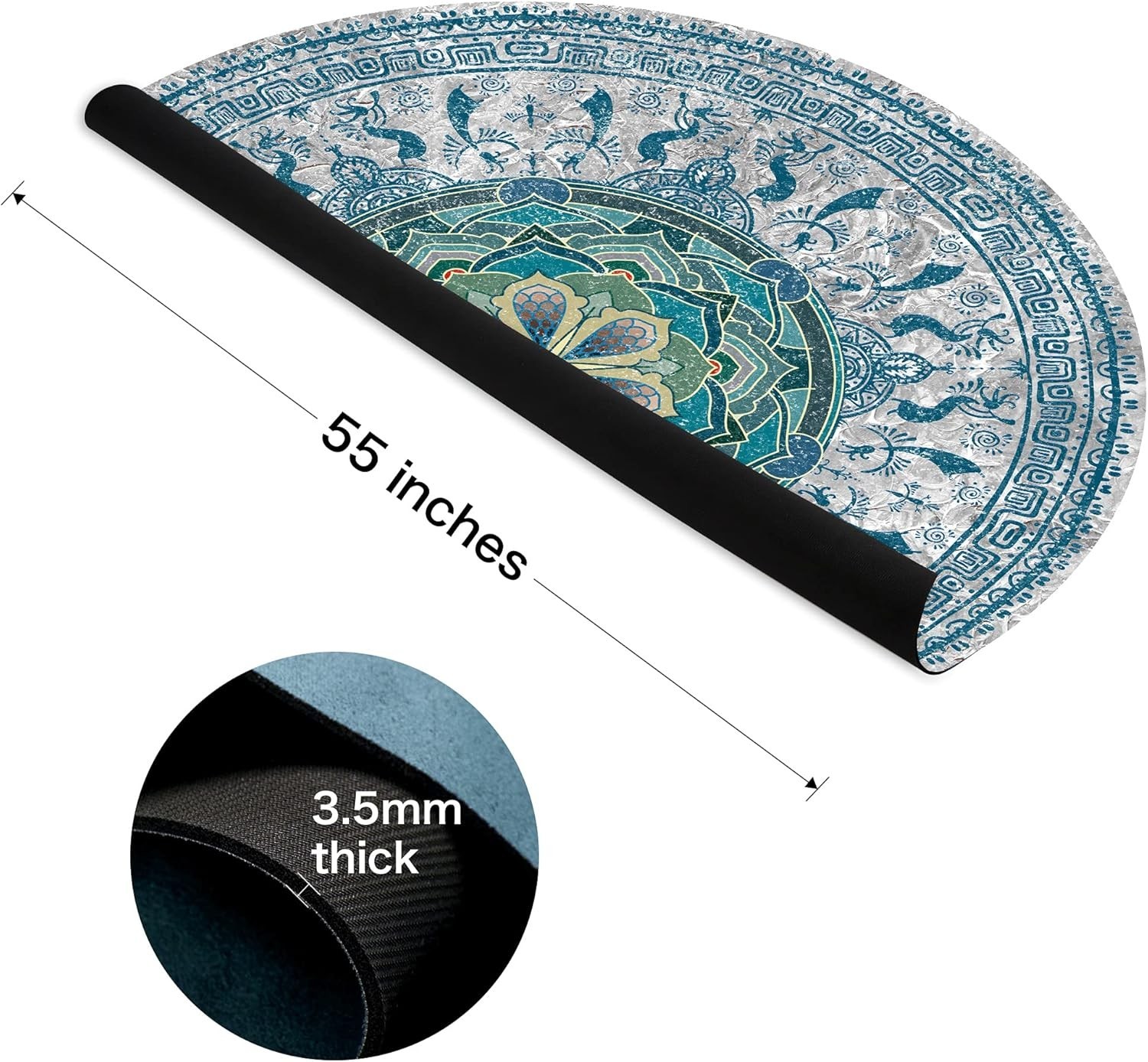 Large Round Yoga Mat 4.6’ x 3.5mm for Exercise Premium Extra Thick, Ultra Com…