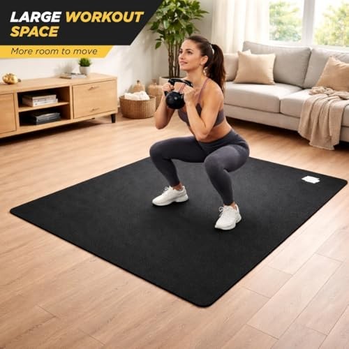 Fit Active Sports Oversized 6’ x 4’ Extra Large Workout Mat with Carry Bag &