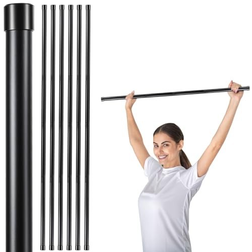 Yoga Stretching Stick Set 5ft Adjustable Black Non-Slip Ends