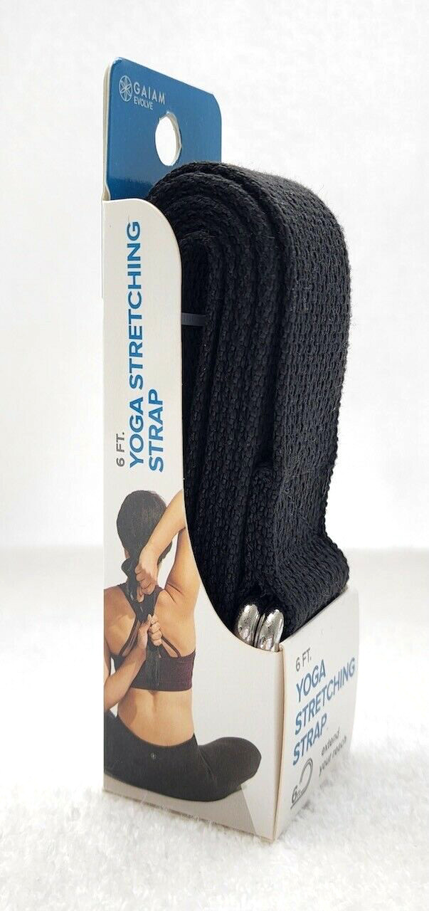 GAIAM EVOLVE Black 6 ft Yoga Stretching Strap 100% Polyester – NEW
