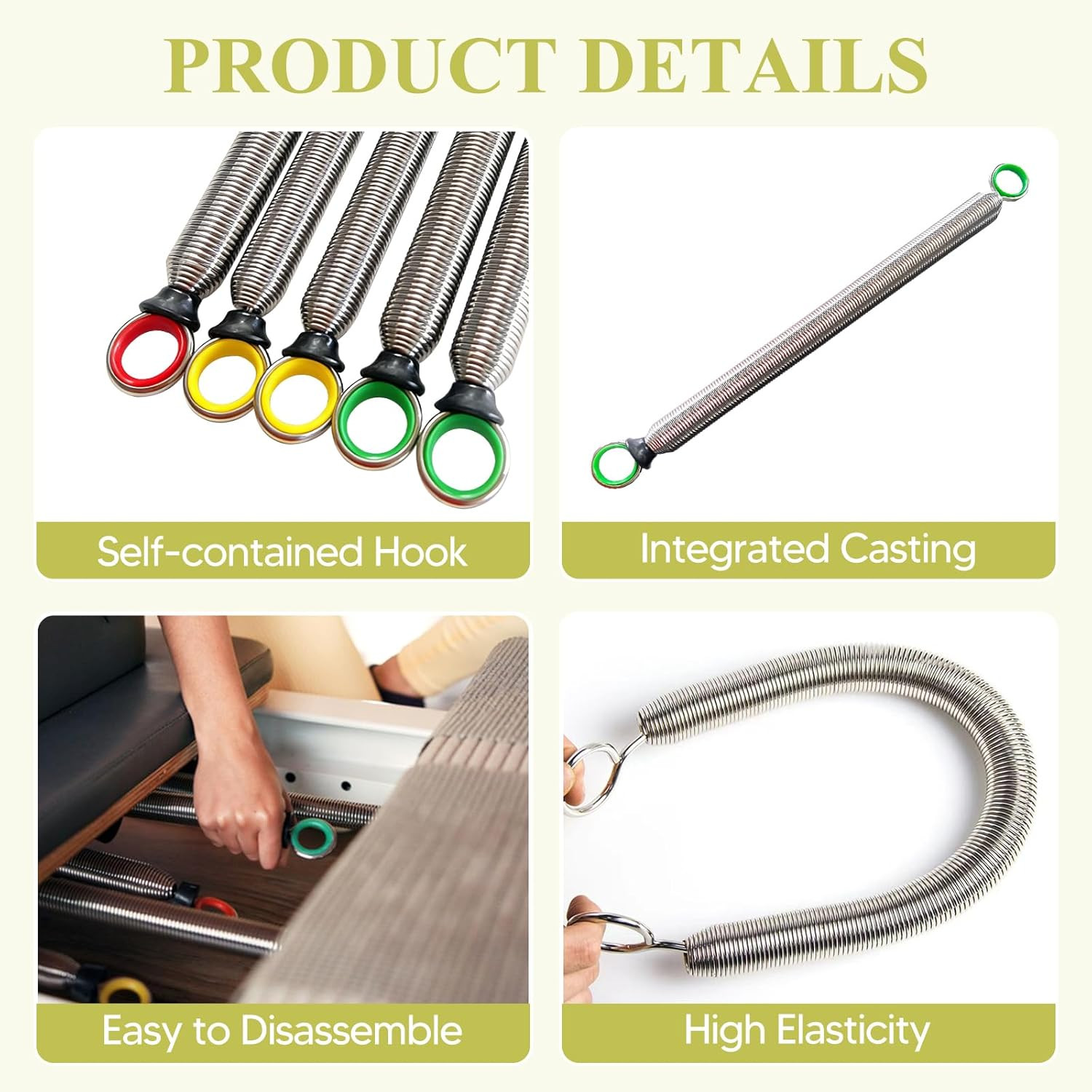 5-Pack Pilates Reformer Tension Springs – Durable Steel Accessories