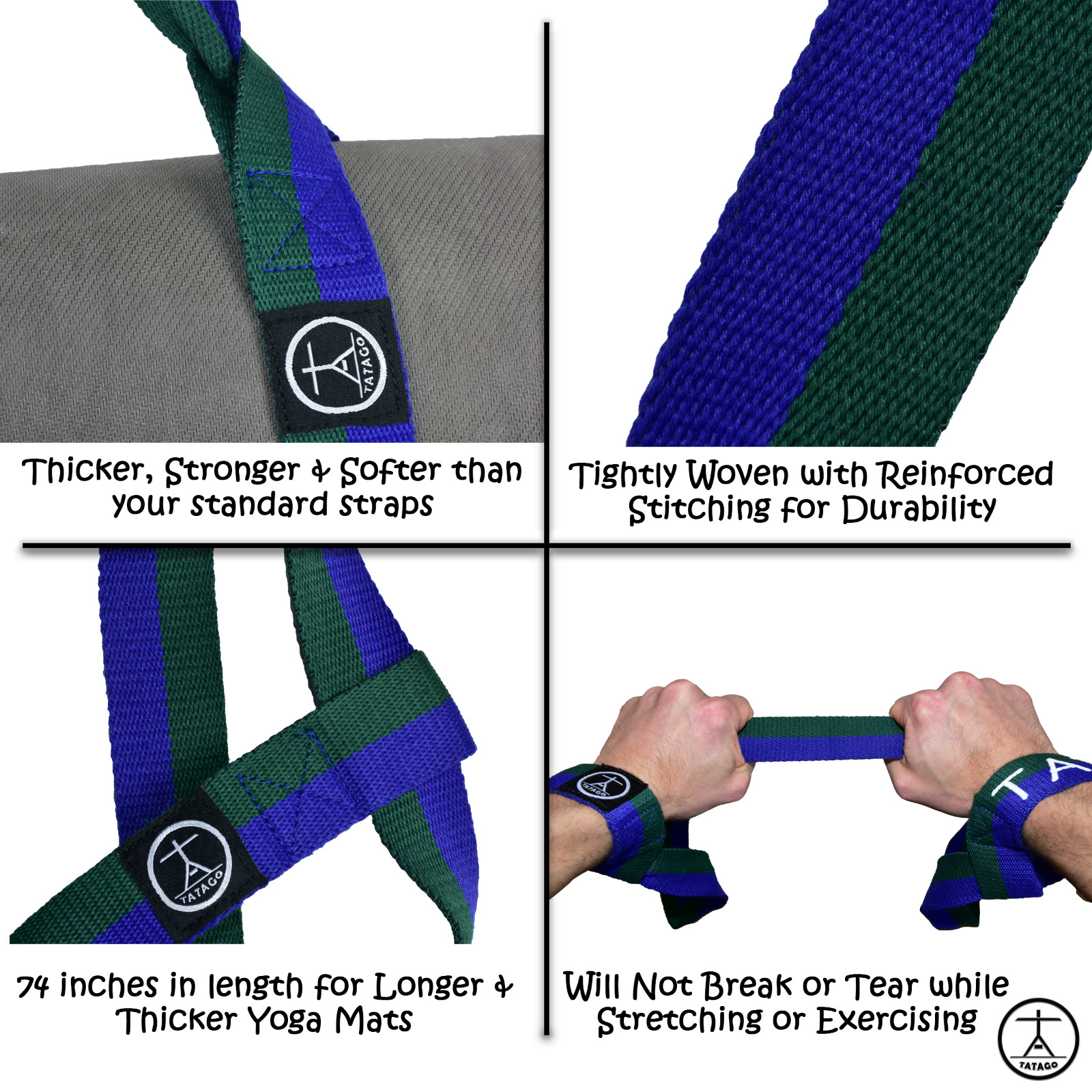Cotton Adjustable Yoga Mat Strap for Carrying XL Yoga Mats & Stretching Strap. 