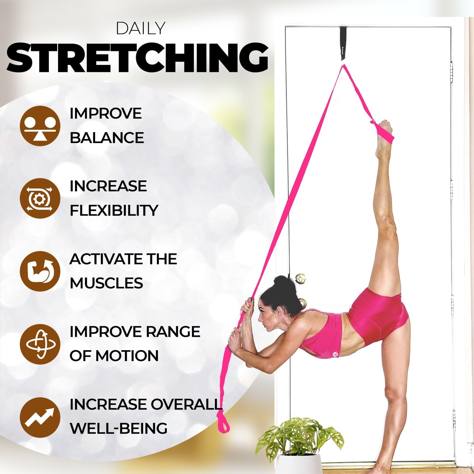 Pilates Stretching Strap with Door Anchor – Flexibility Equipment for Pilates…