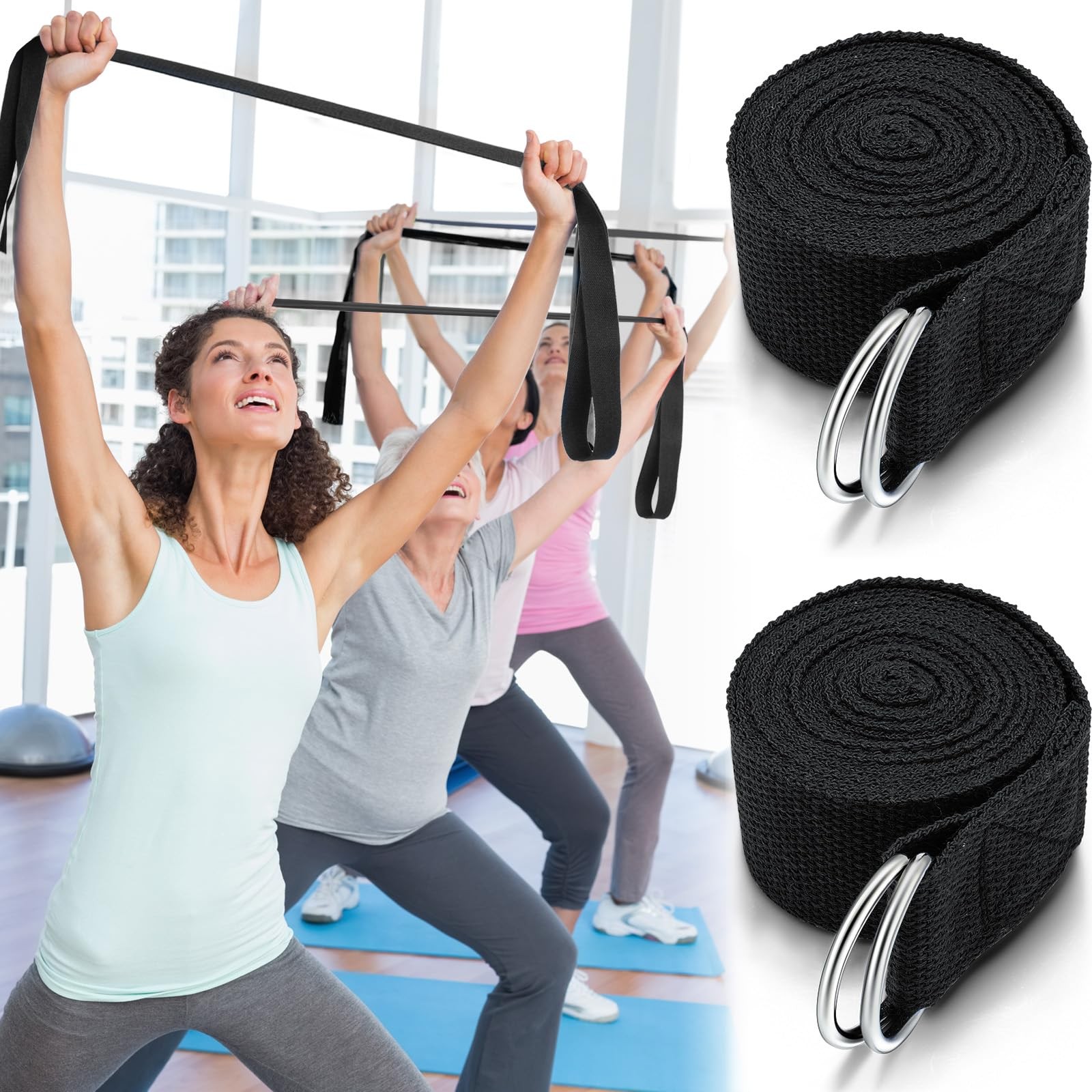 40 Pcs Yoga Strap Stretching Pilates Exercise Adjustable Straps 6 ft Non Elas…