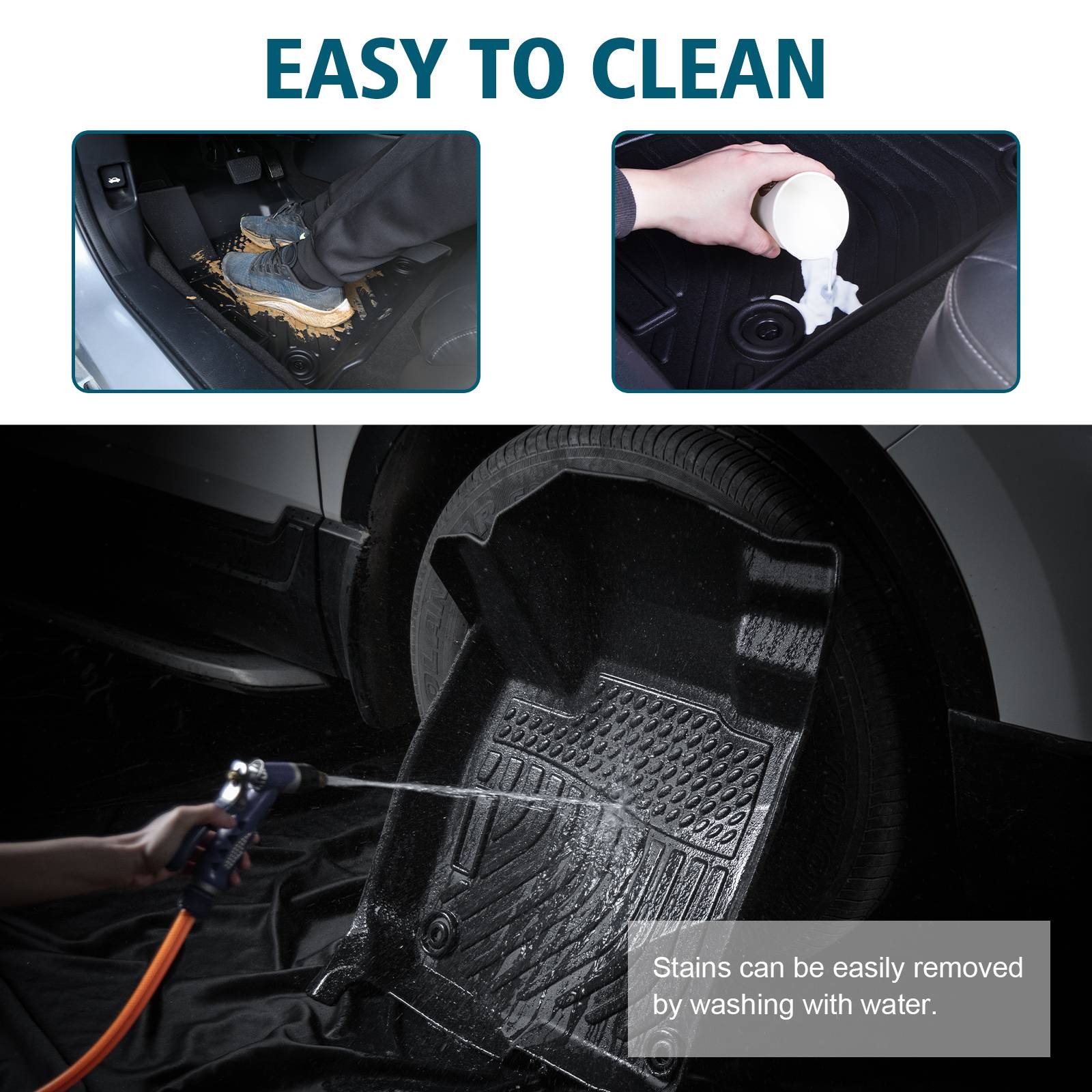 TPE Rubber Car Floor Mats For 18-23 Tacoma Double Cab