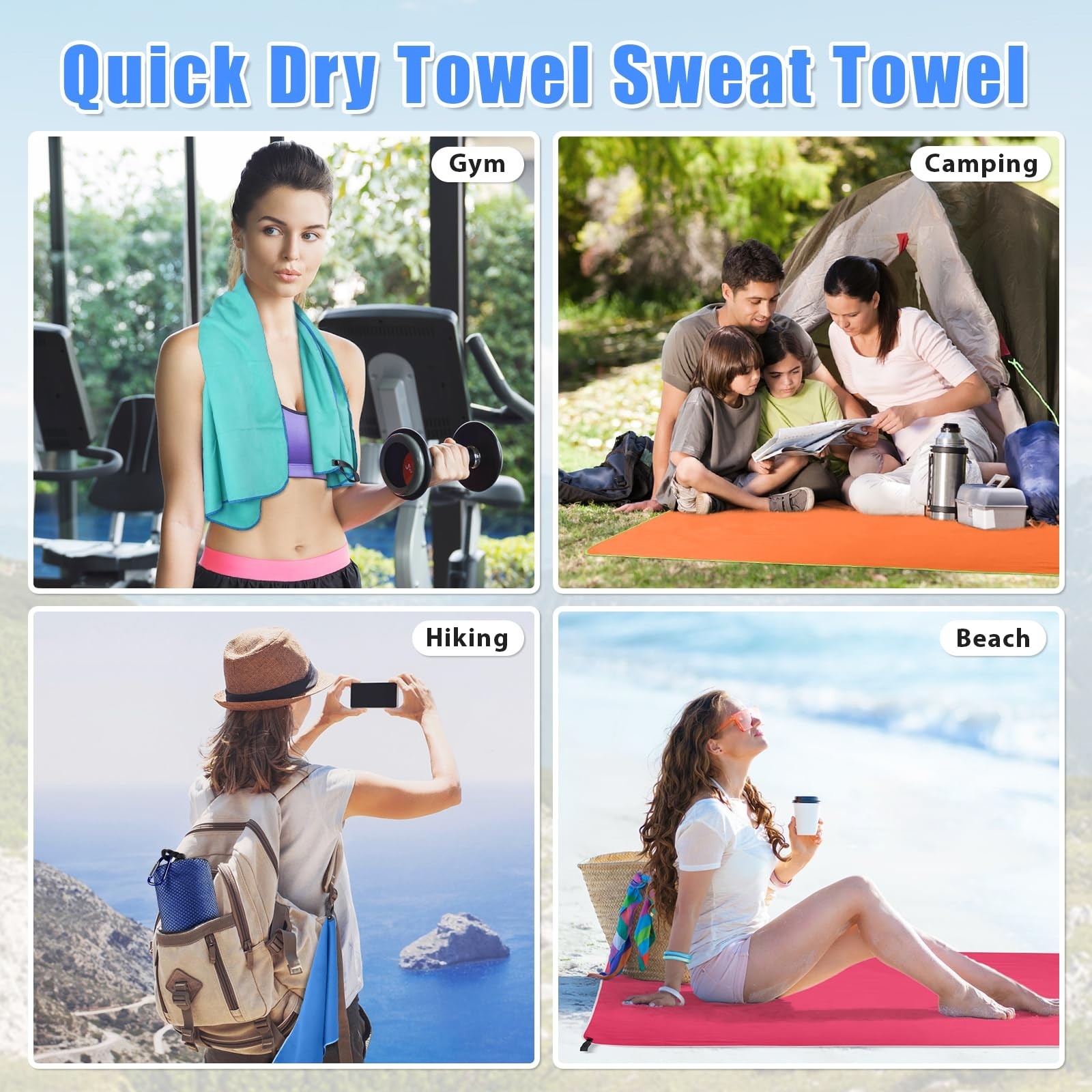 Sfee 2 Pack Microfiber Travel Towel, Quick Dry Camping Towel Super Absorbent …