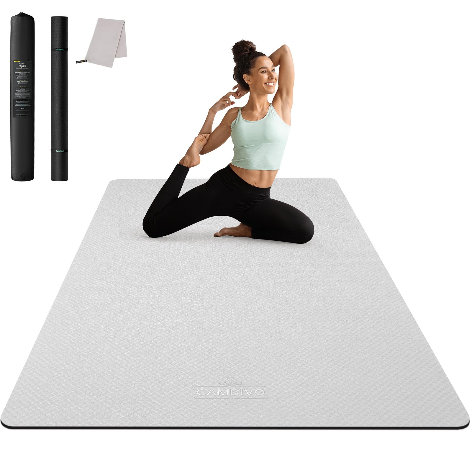 Large Yoga Mat for Men and Women 1/4 Inch Thick, 72&Prime; x 48&Prime; Extra Wide Workout…