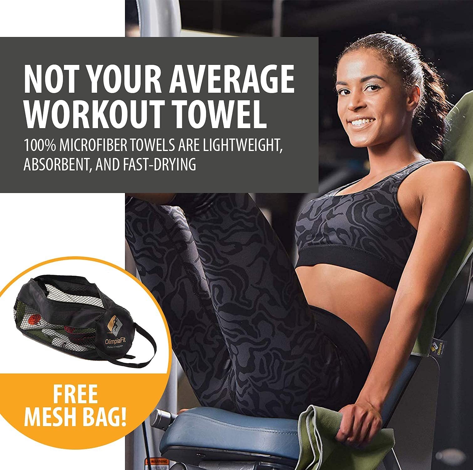 OlimpiaFit Quick Dry Towel – 3 Size Pack of Lightweight Microfiber Travel Tow…