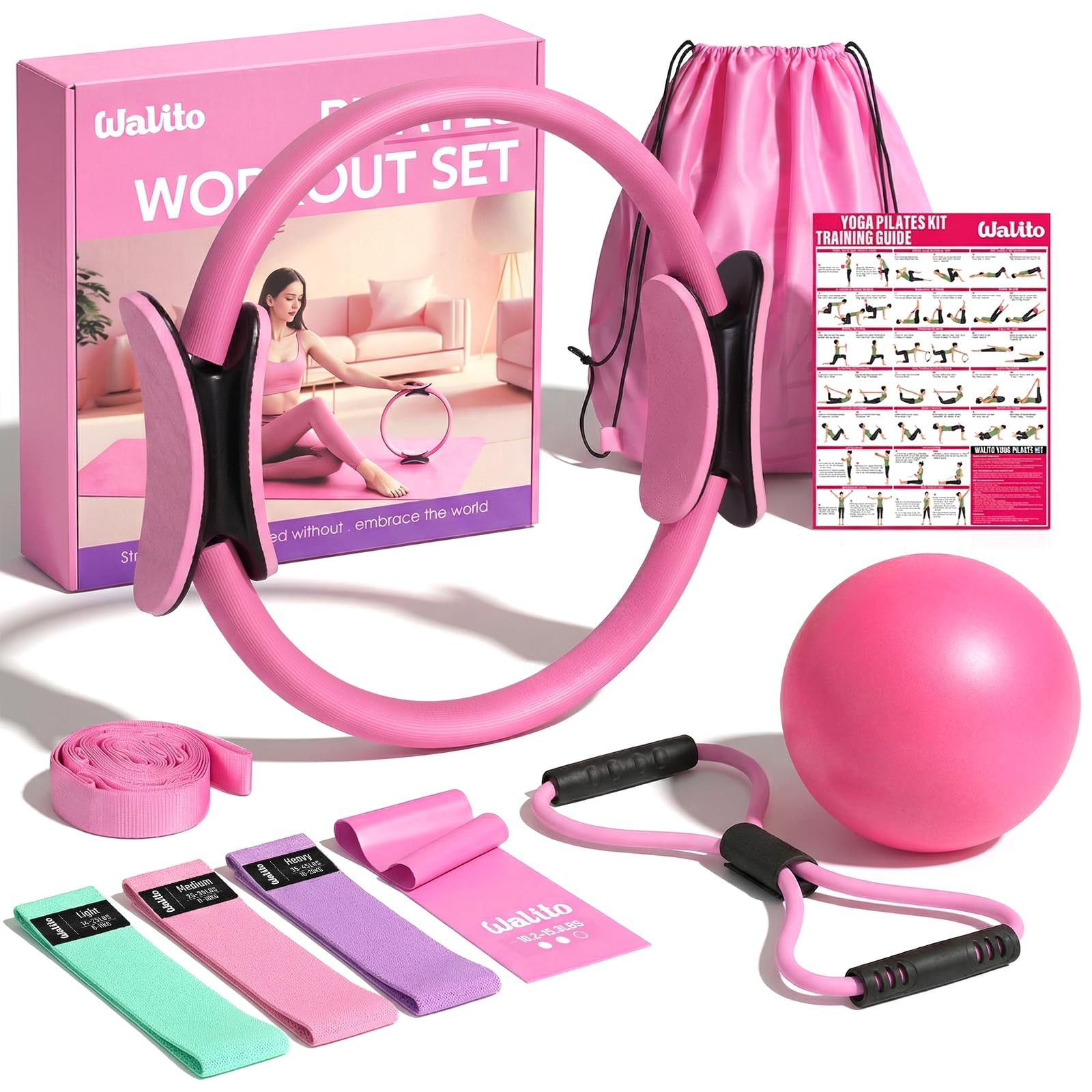 Home Pilates Kit for Women,Pilates Ring Set with Magic Circle,Resistance Band…