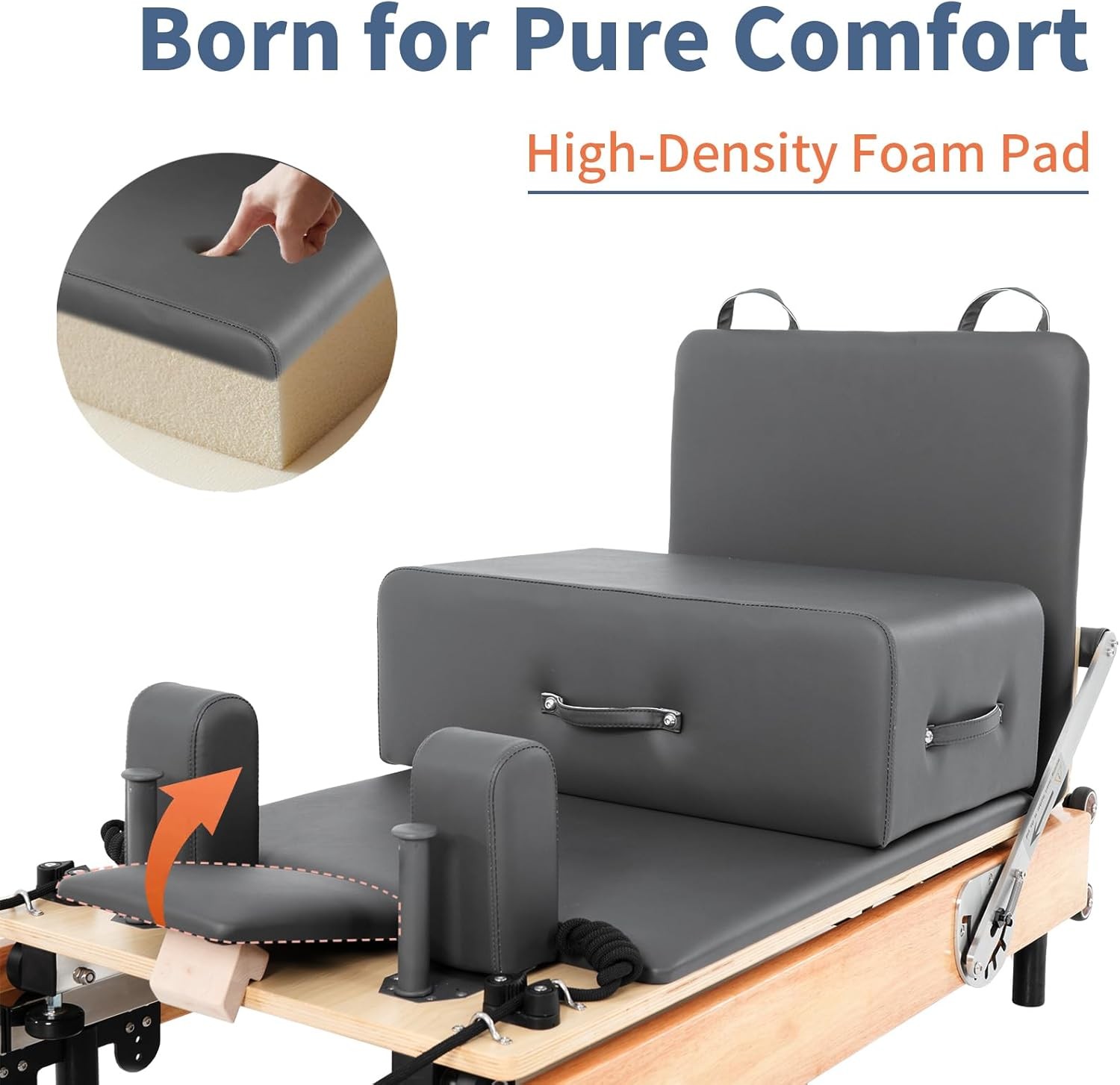 Pilates Reformer Machine,Wood Home Pilates Equipment, Foldable Pilates Reformer